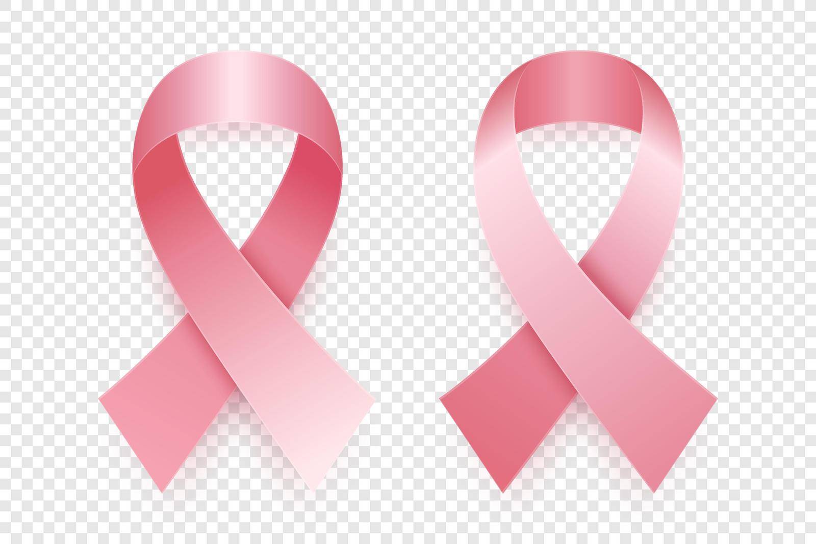 Vector 3d Realistic Pink Ribbon Set. Breast Cancer Awareness Symbol Closeup. Cancer Ribbon Template. World Breast Cancer Day Concept by Gomolach