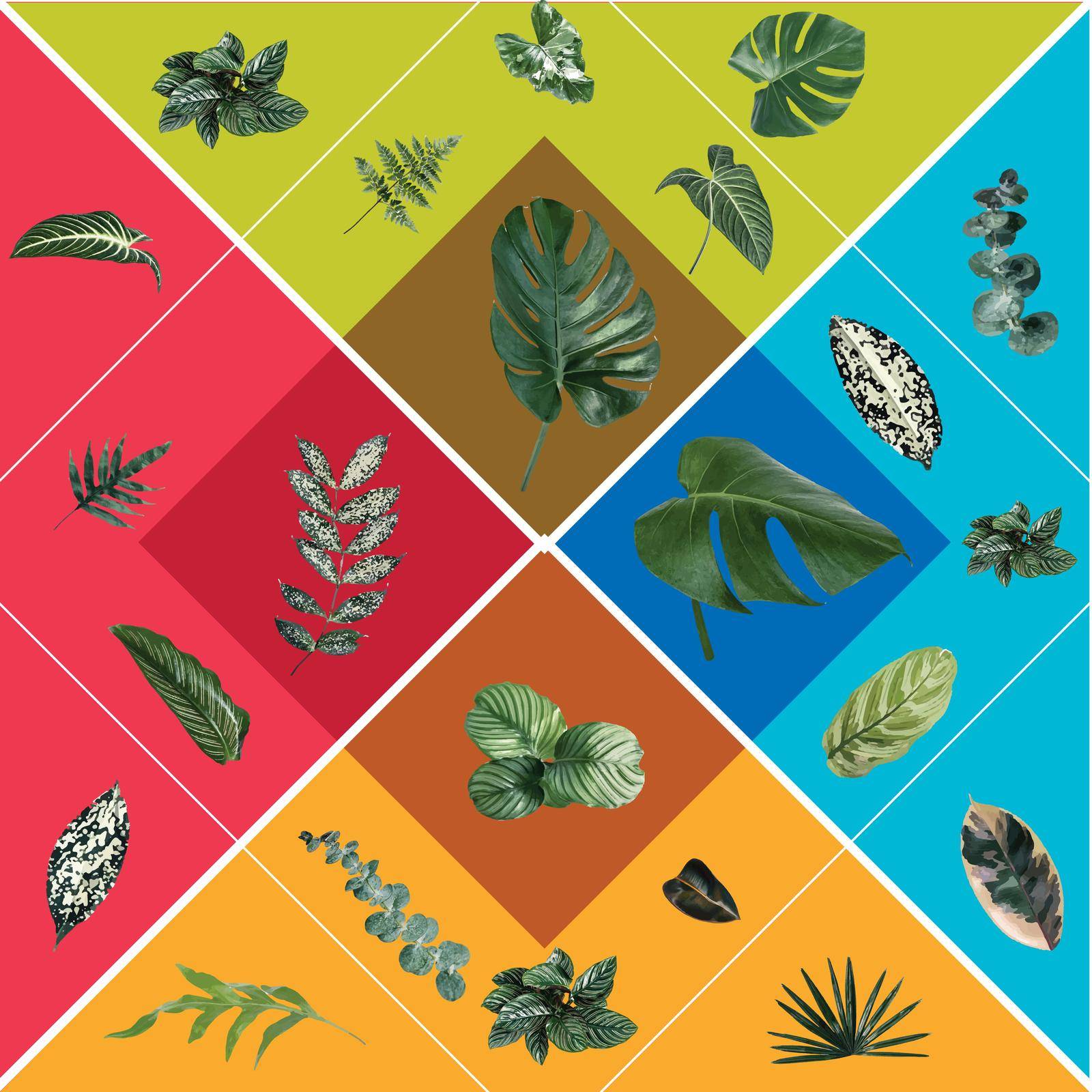 gren tropical leaf design element set by Vinhsino