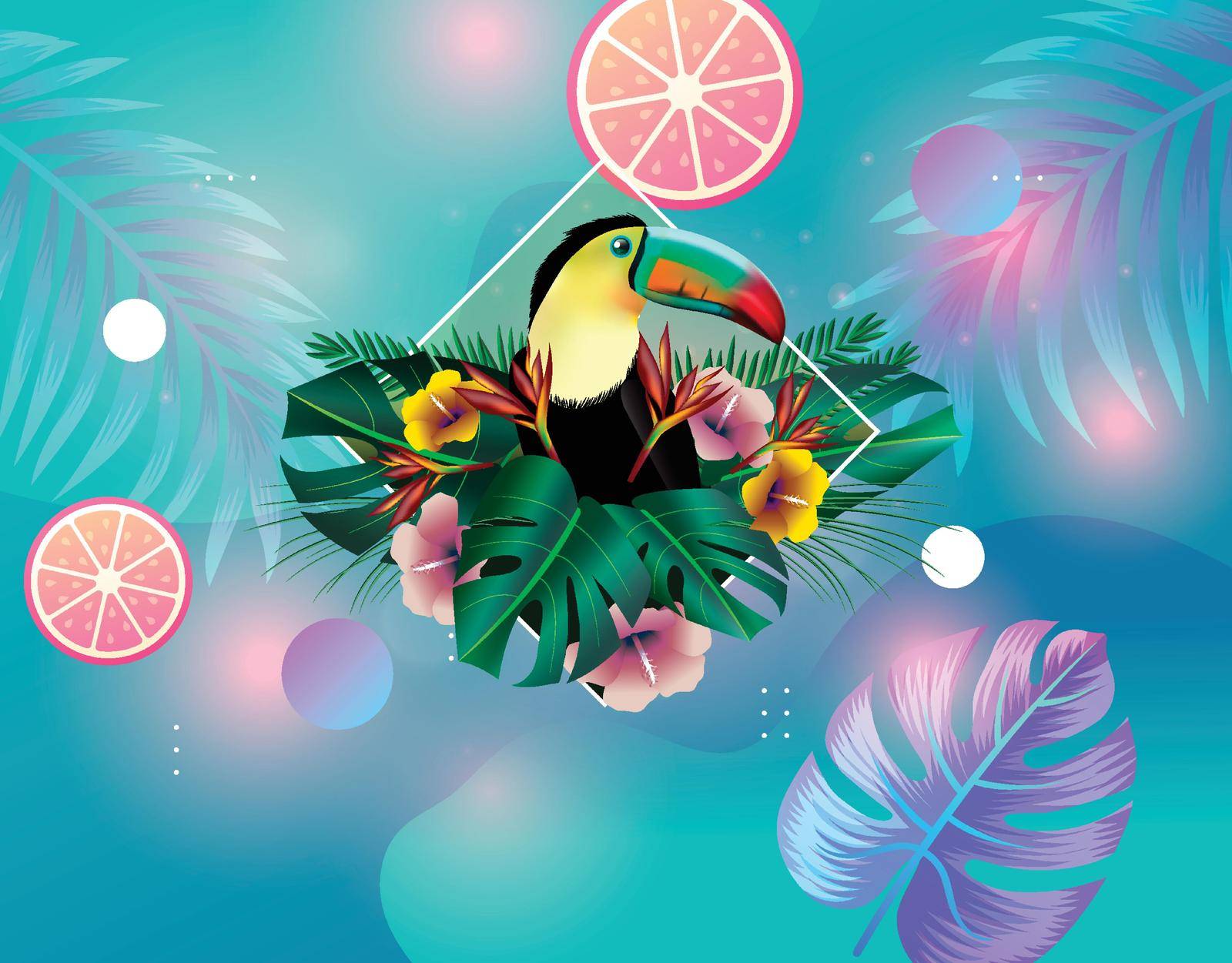 you can use colorful tropical background with realistic design to design banners, posters, backgrounds, ...etc.