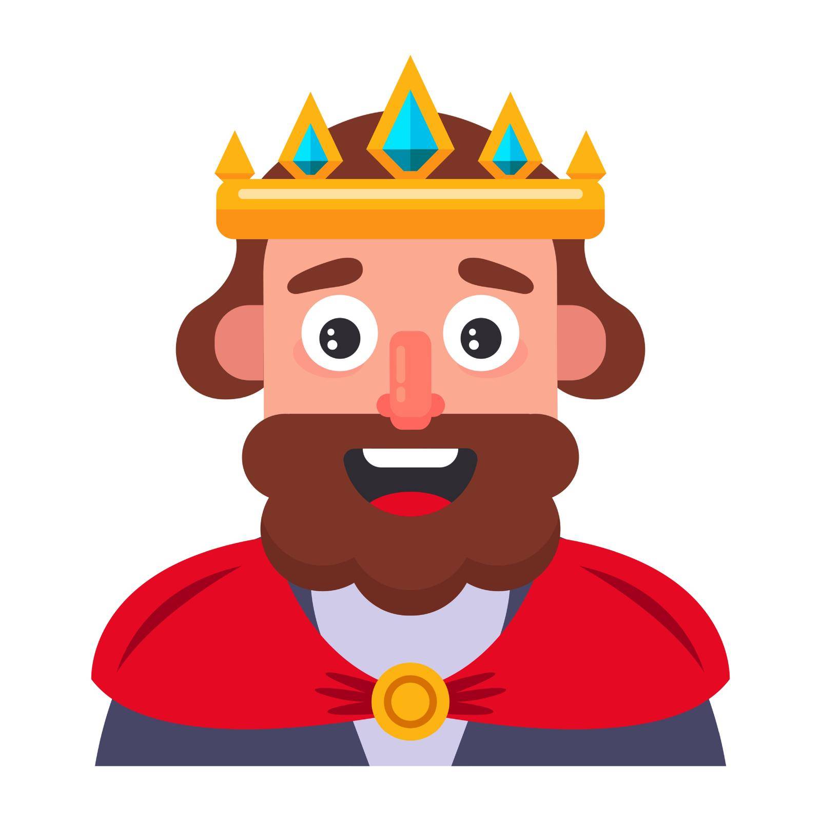 good king. crown on the head of a man. flat vector illustration.