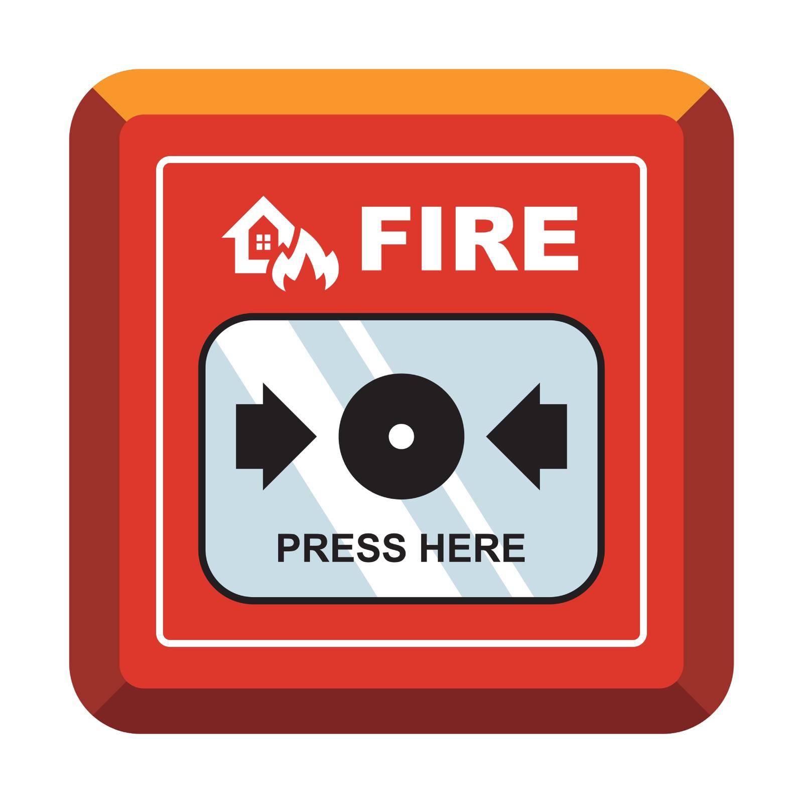 red fire fighting device with a button to call firefighters. flat vector illustration.