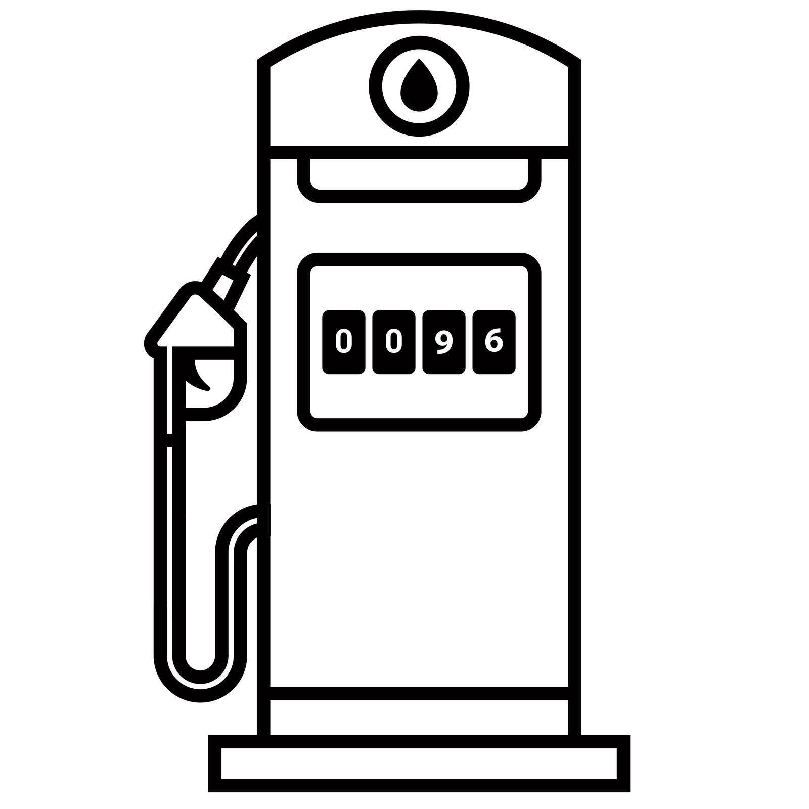 black linear icon gas station for cars. refuel transport. flat vector illustration.