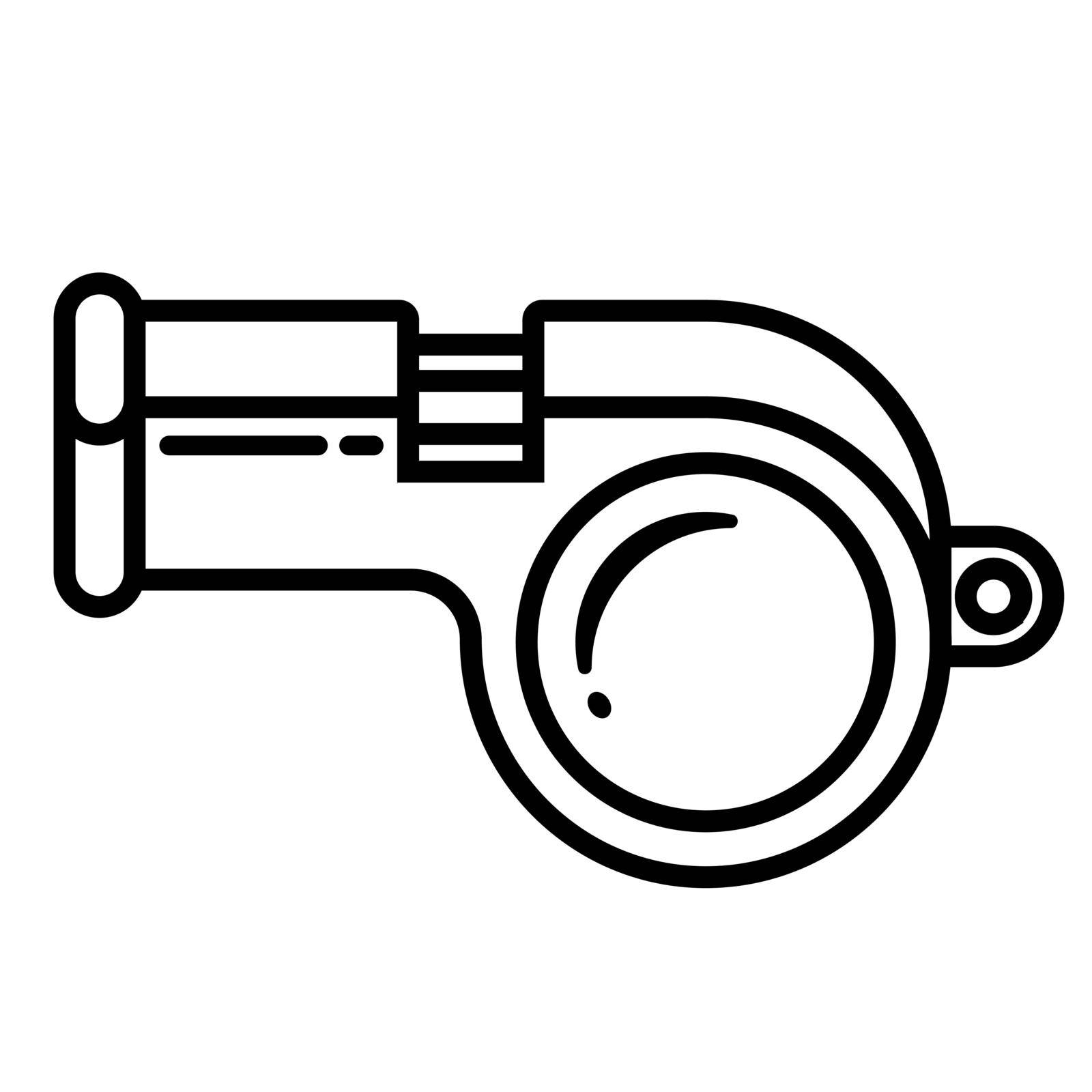 black linear icon of whistle for football referee. by PlutusART