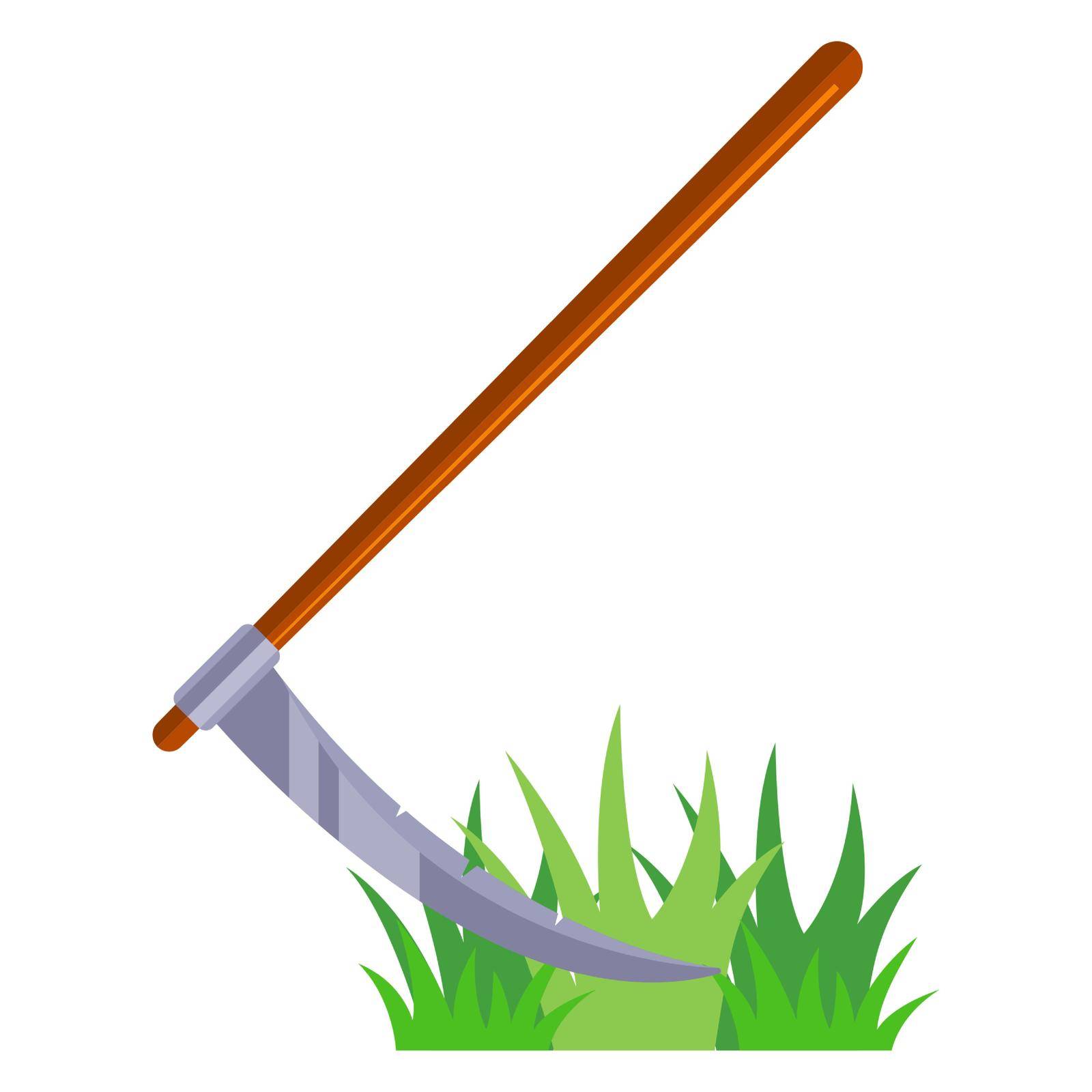the scythe mows the grass. agricultural equipment for cleaning the territory. by PlutusART