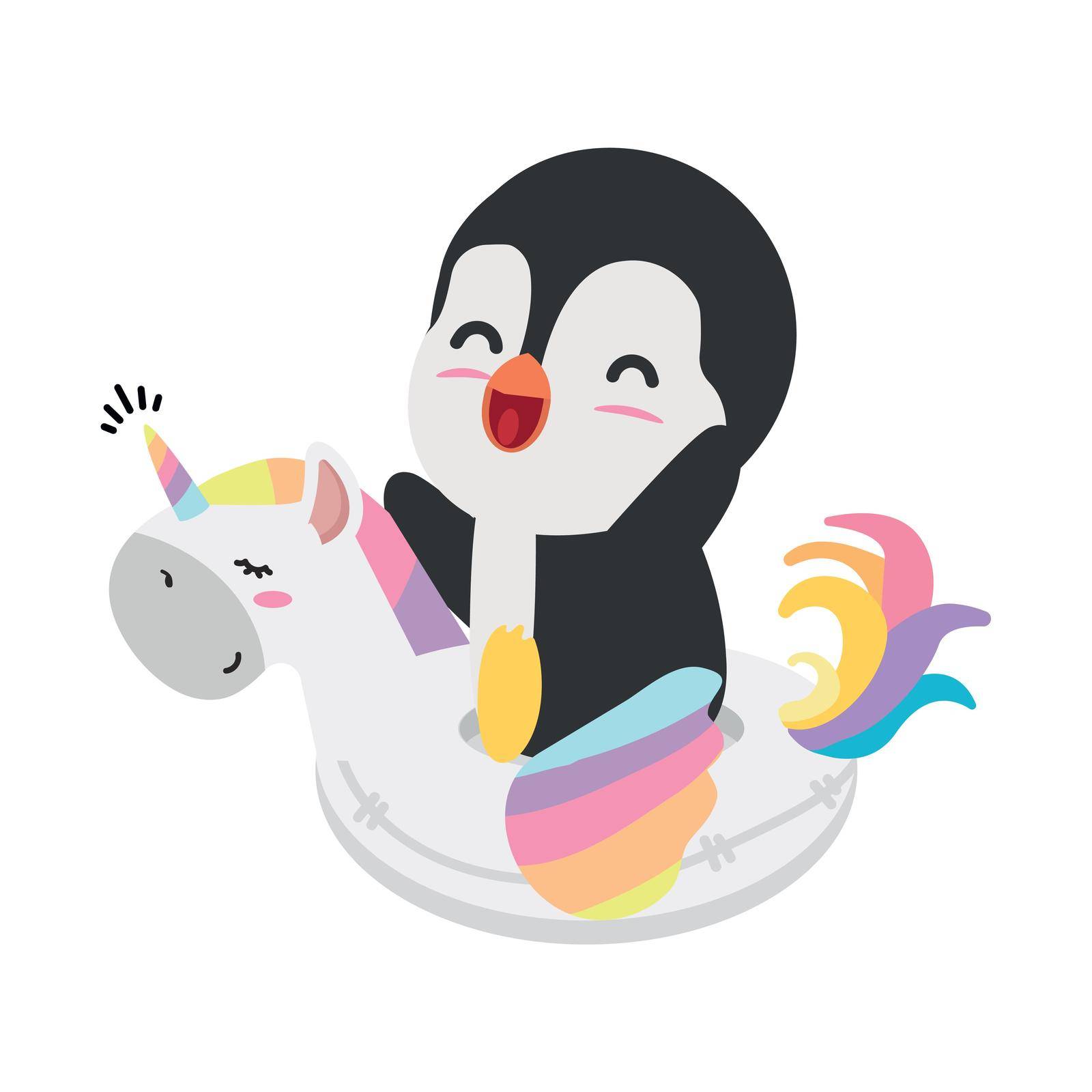 penguin Inflatable rings illustrated  float vector