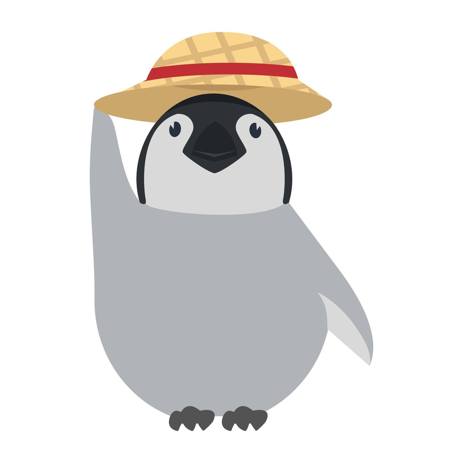 Cute baby penguin with hat vector 