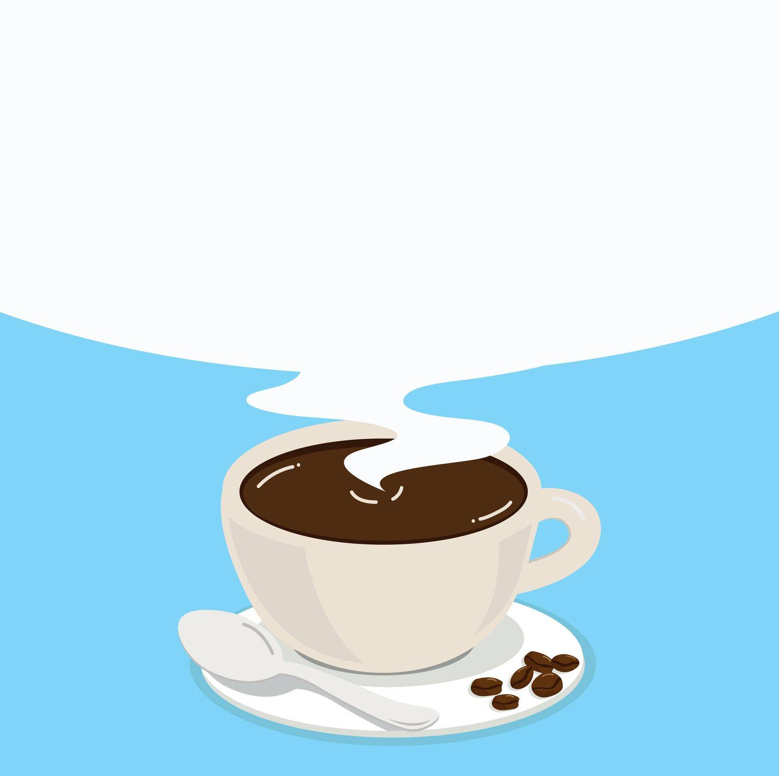 Hot white cup coffee with beans copyspace vector