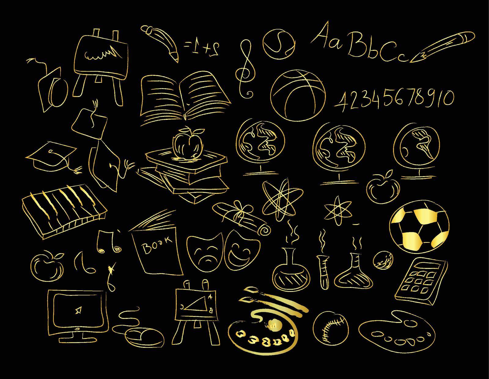 you can use Gold handraw education icons to design banners, posters, backgrounds, ...etc.