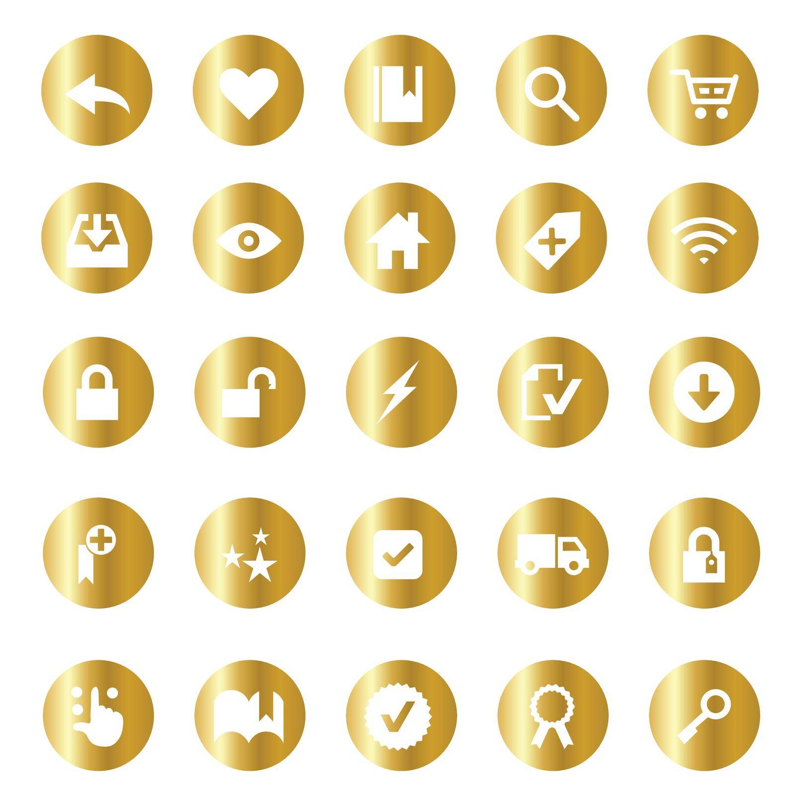 Gold ecommerce and online shopping icons orbis series by Vinhsino