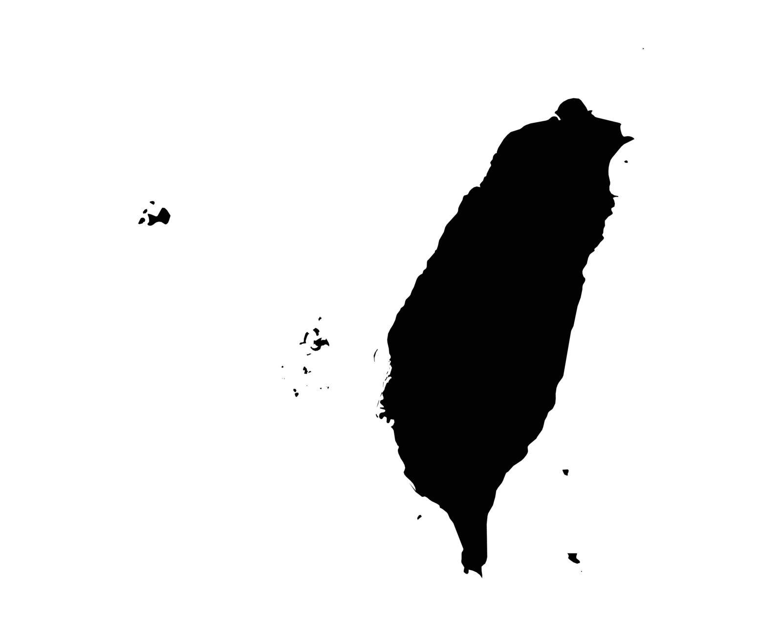 Taiwan Map. Taiwanese Country Map. Black and White Republic of China National Nation Geography Outline Border Boundary Territory Shape Vector Illustration EPS Clipart