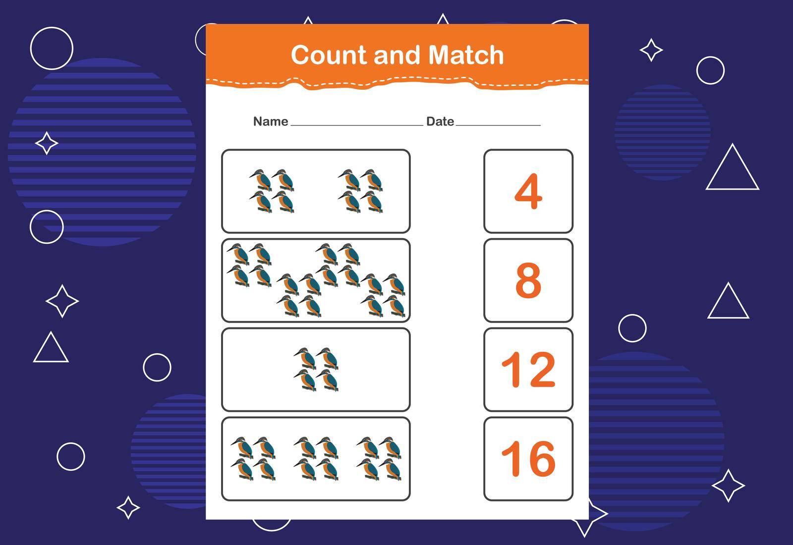 Count and match with the correct number. Count how many birds and choose the correct number by busrat