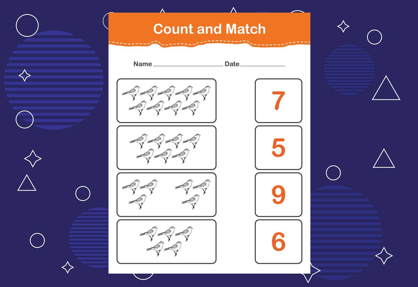 Count and match with the correct number. Count how many birds and choose the correct number by busrat