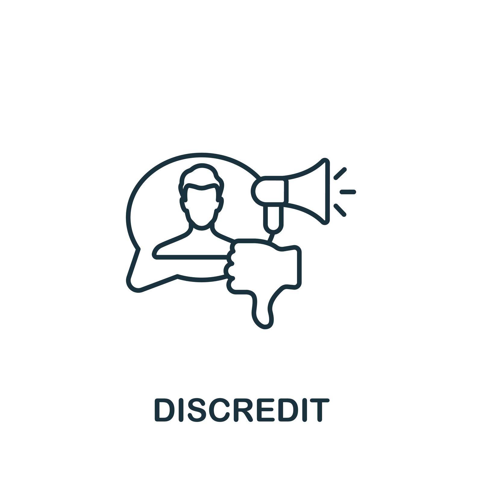 Discredit icon line. Simple element harassment symbol for templates, web design and infographics.