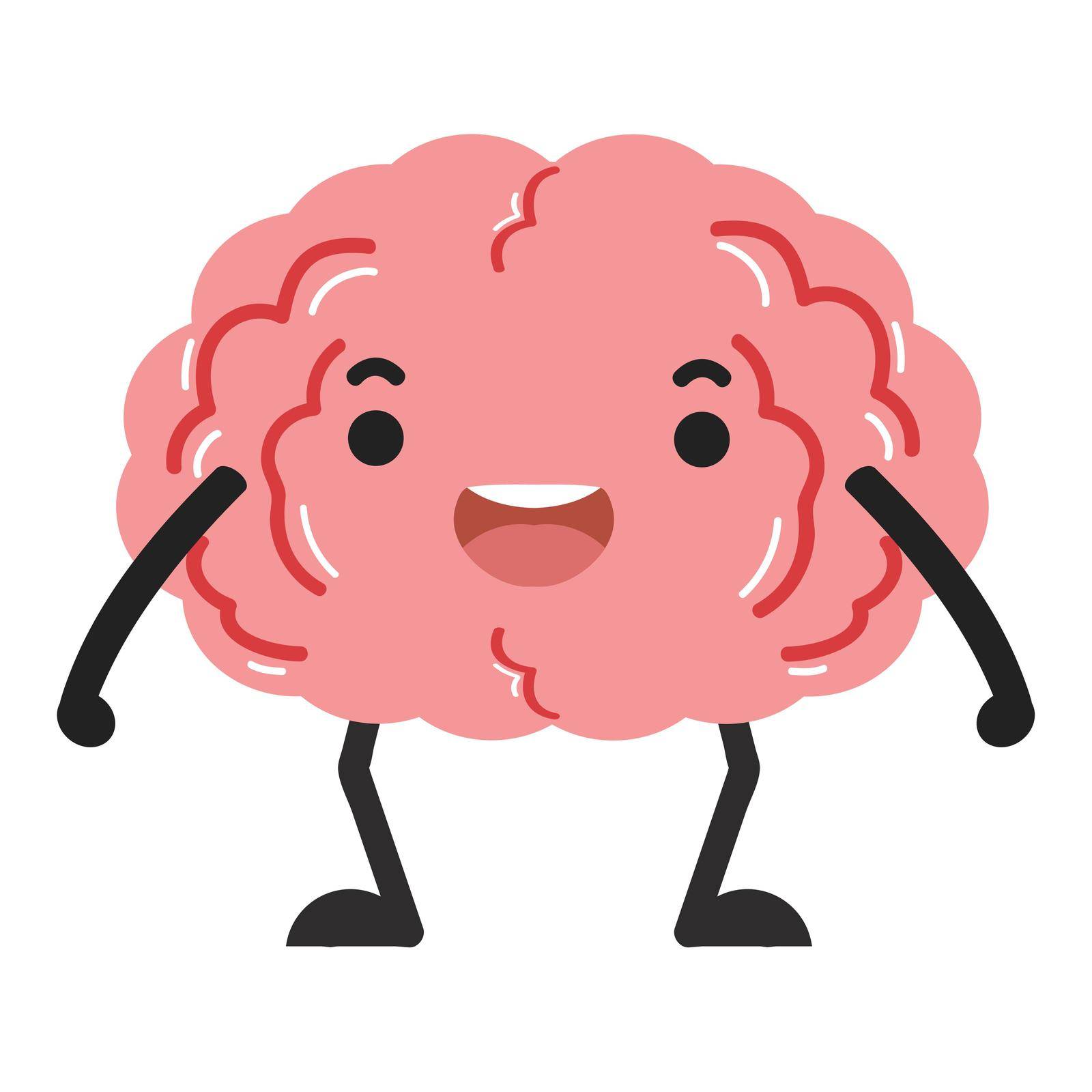 brain cartoon character happy design vector