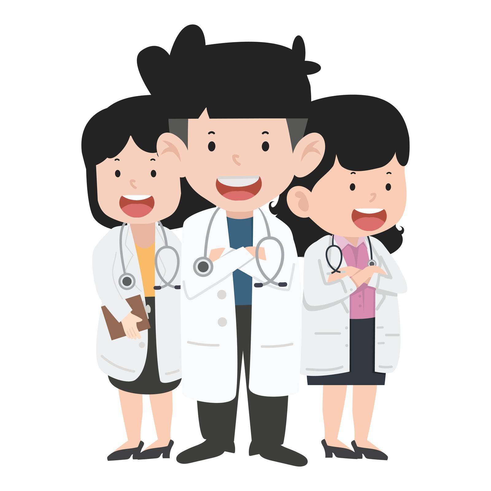 Set of doctor cartoon characters medical staff team concept in hospital
