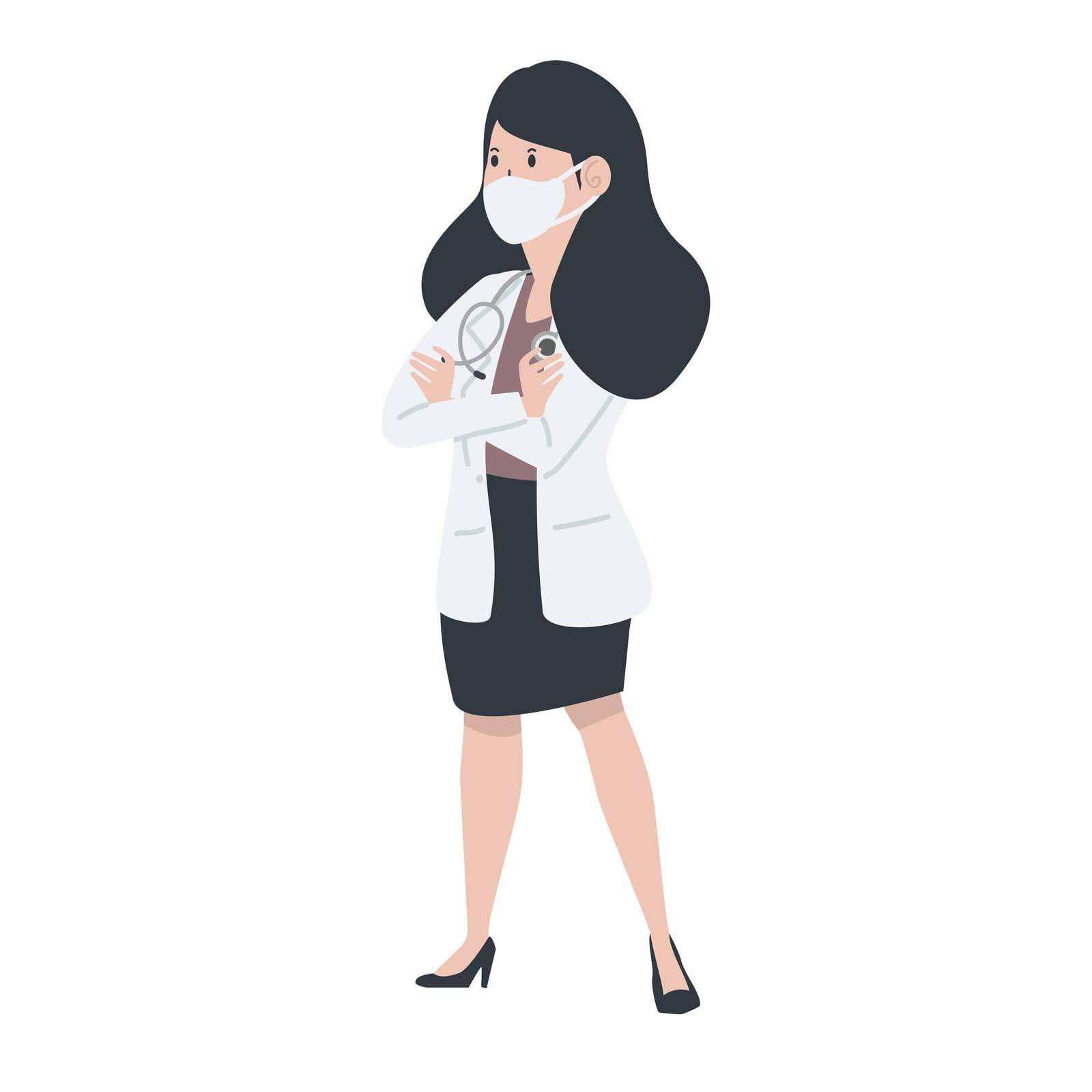 Female doctor  poses cartoon character vector