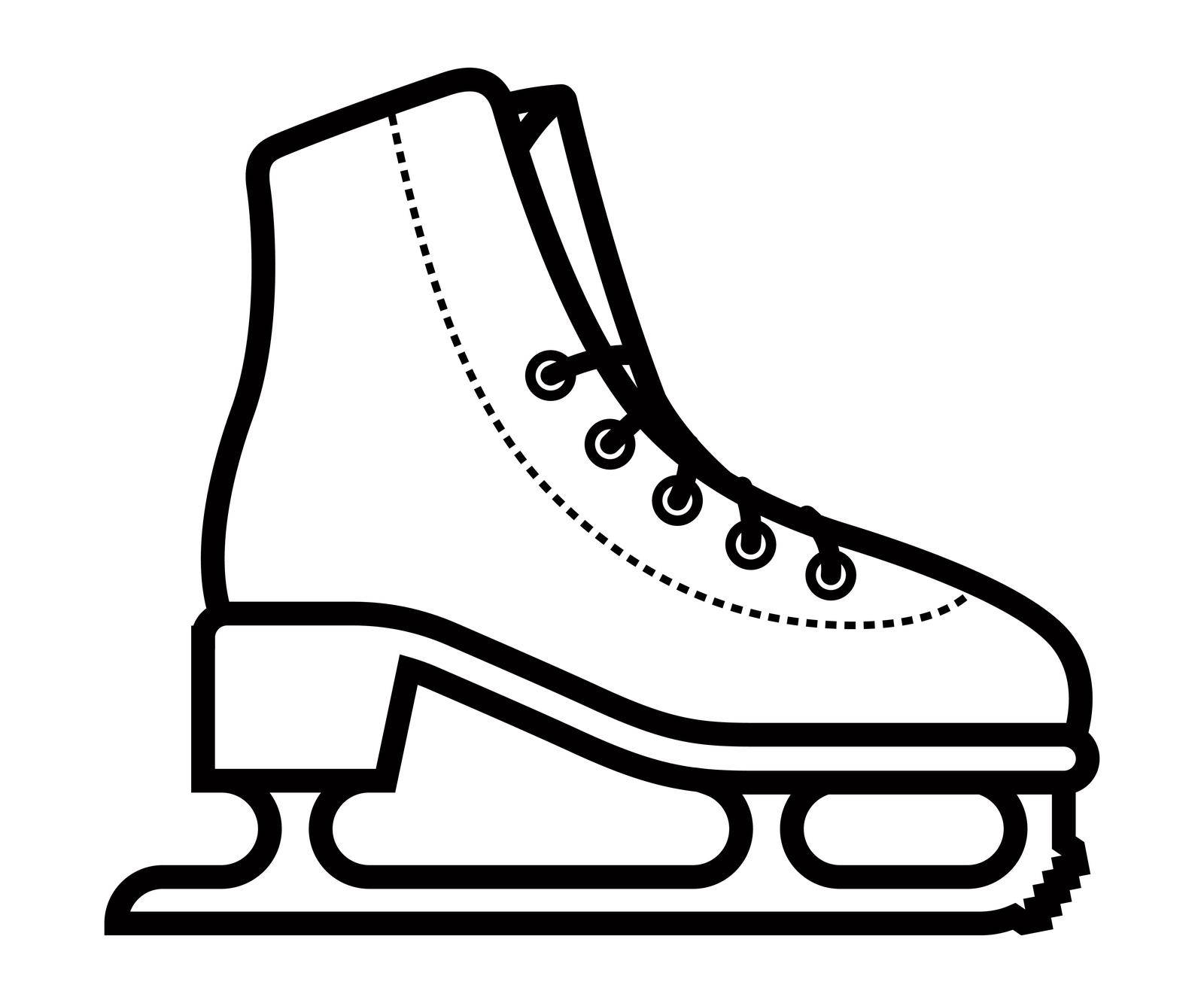 black linear icon of skate for skating on ice in winter. flat vector illustration.