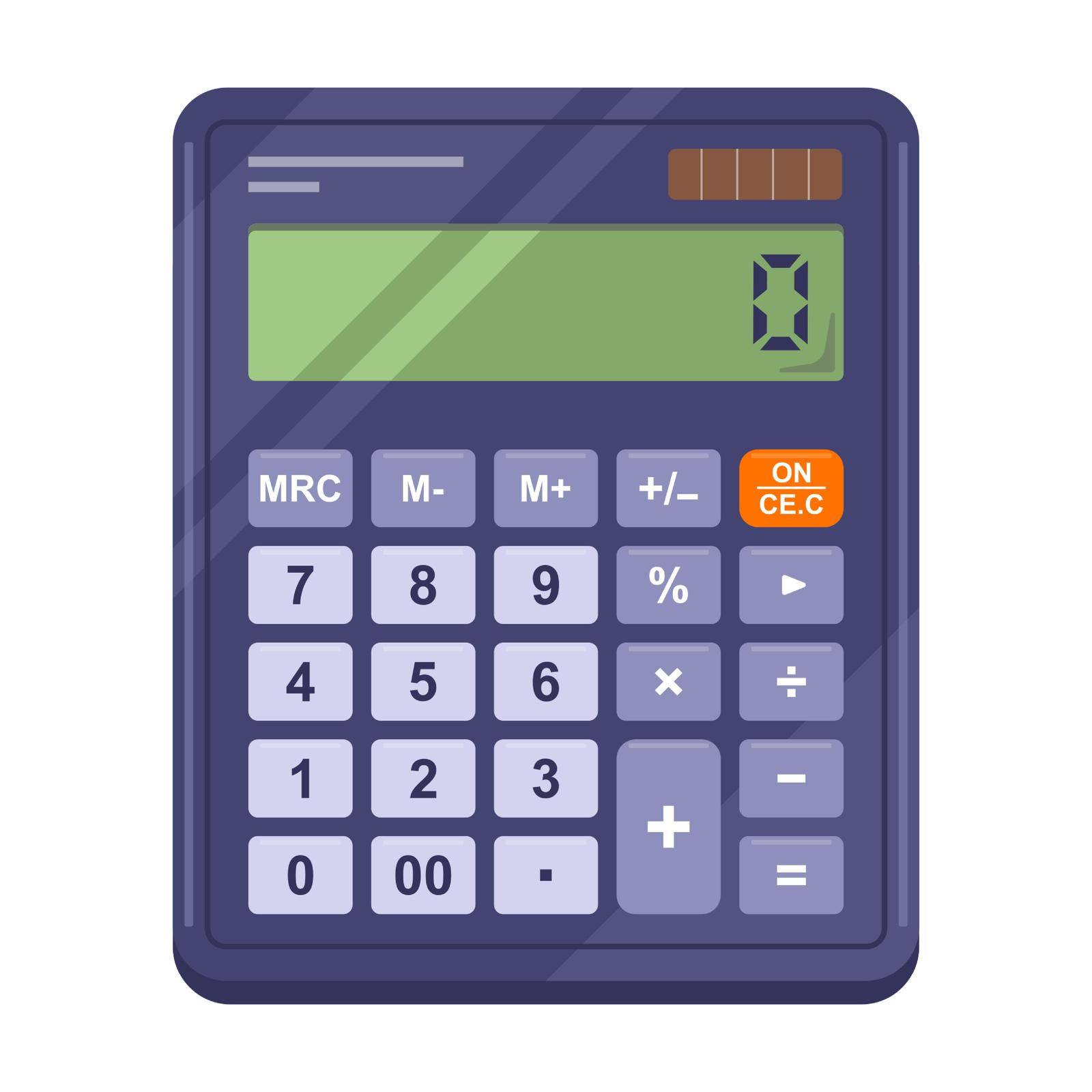 office equipment realistic calculator. do mathematical calculations. flat vector illustration.