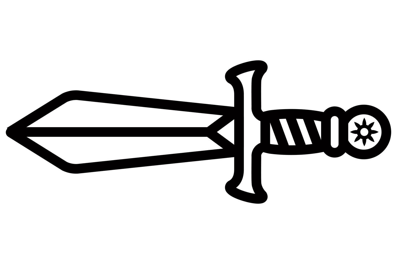 short medieval sword black linear icon. flat vector illustration.