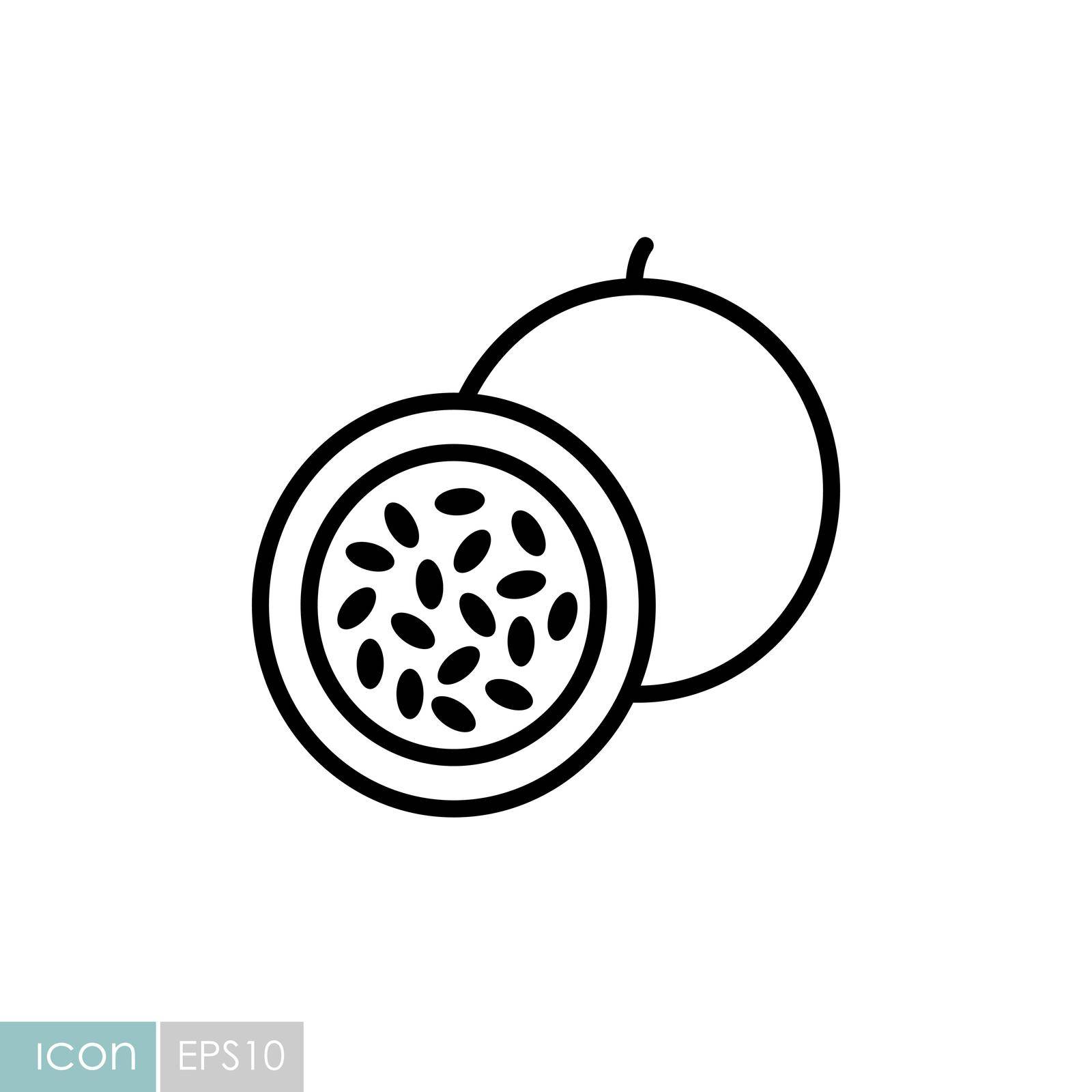 Passion fruit or maracuya vector icon. Graph symbol for food and drinks web site, apps design, mobile apps and print media, logo, UI