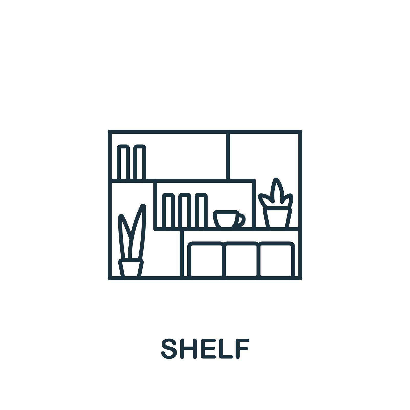 Shelf icon. Simple line element interior furniture symbol for templates, web design and infographics.