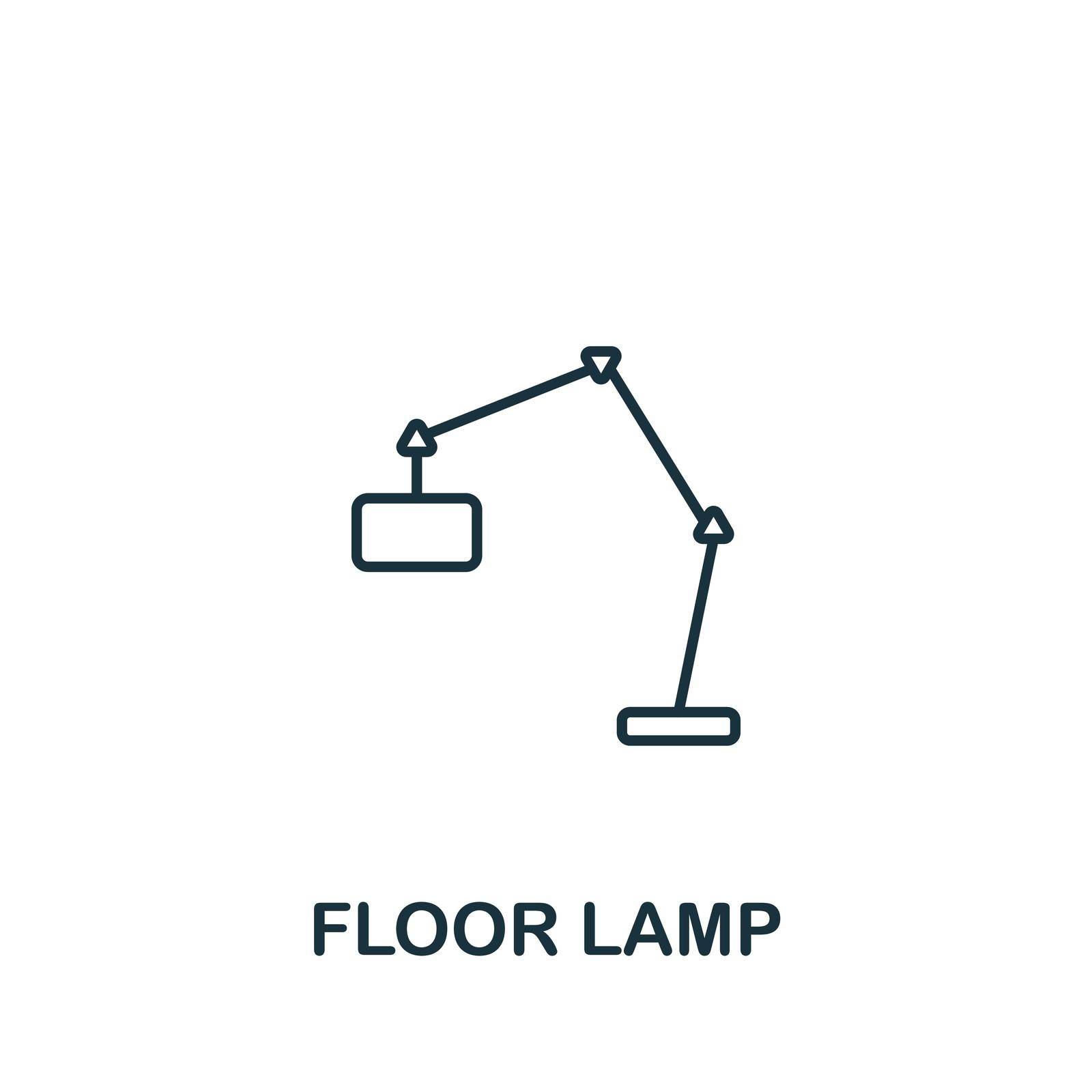 Floor Lamp icon. Simple line element interior furniture symbol for templates, web design and infographics.