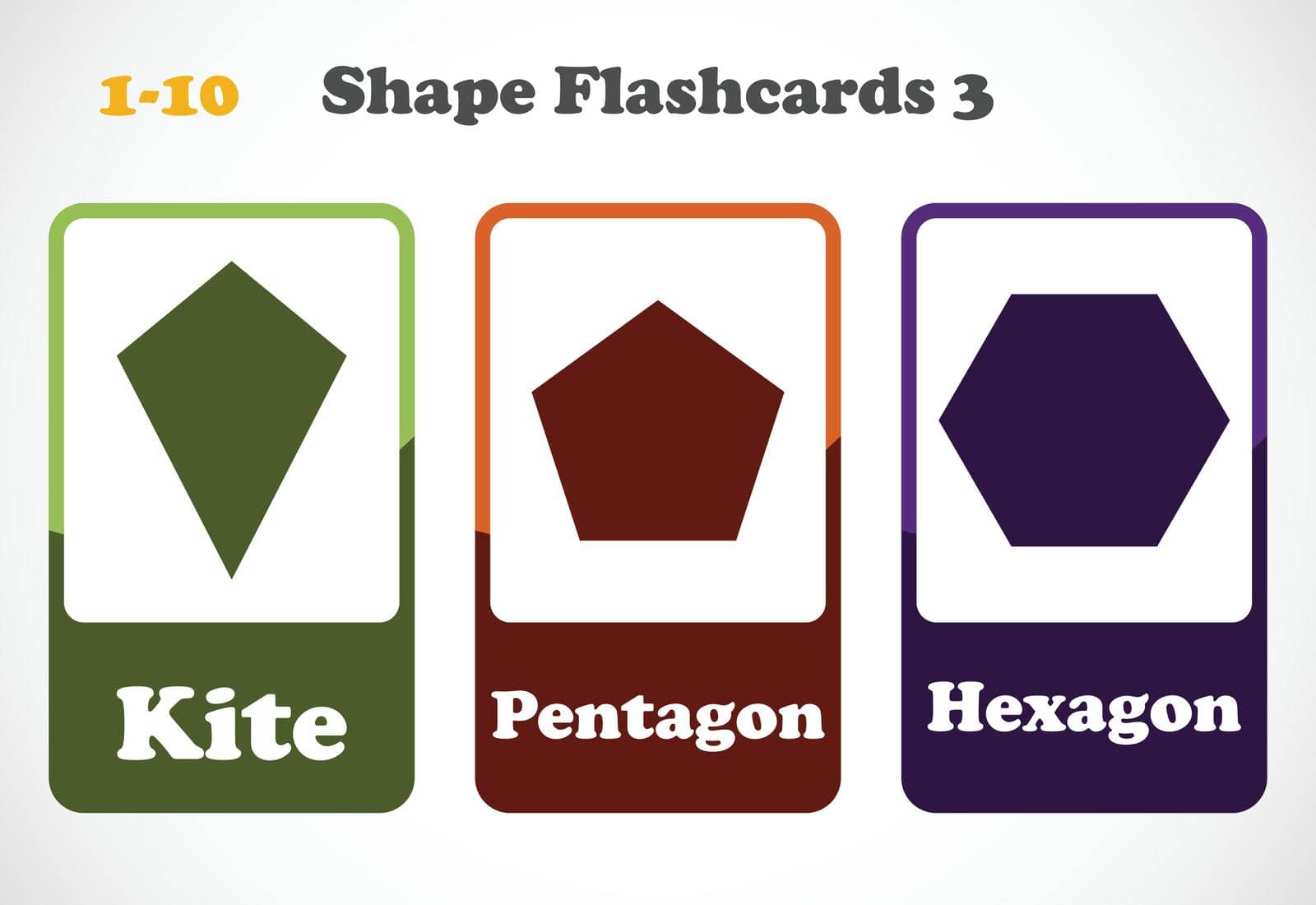Geometric shapes flashcards for kids. Educational material for children. Learn The Shapes