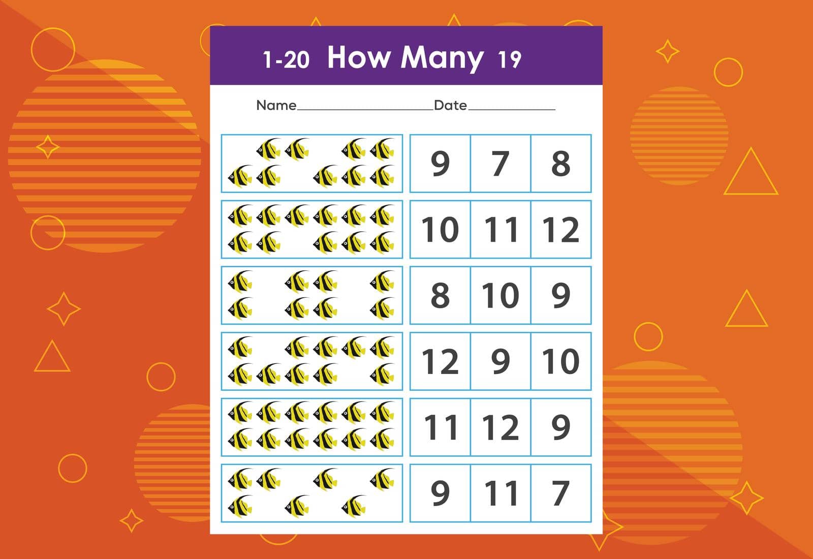 How many fishes task worksheet. Educational children's game worksheet by busrat