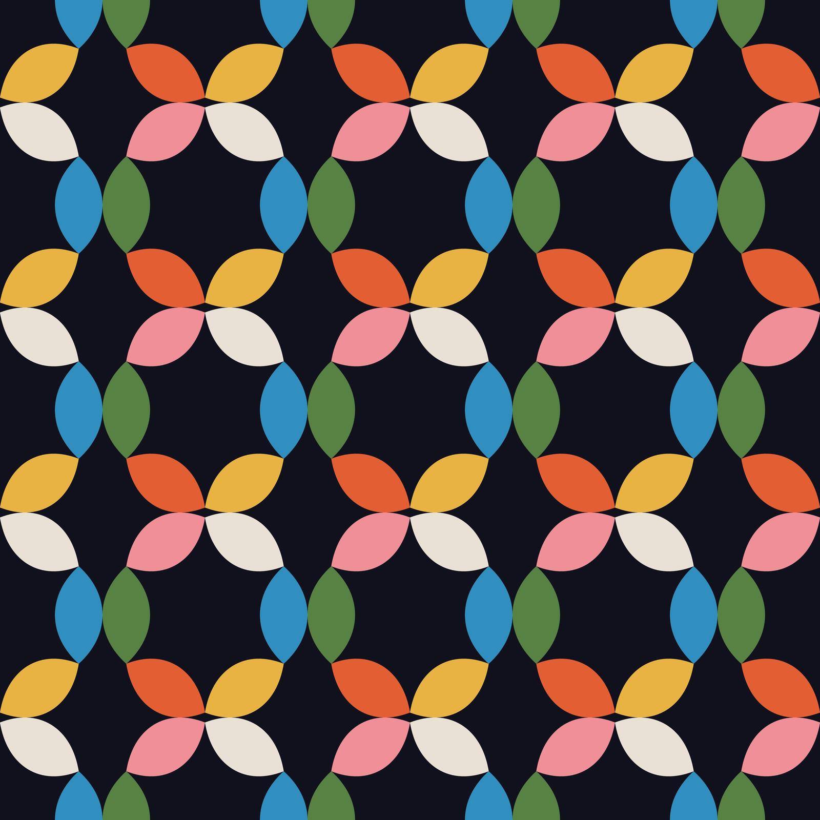Abstract Retro Geometric seamless pattern. Bright colorful nostalgic background design. Vector Illustration