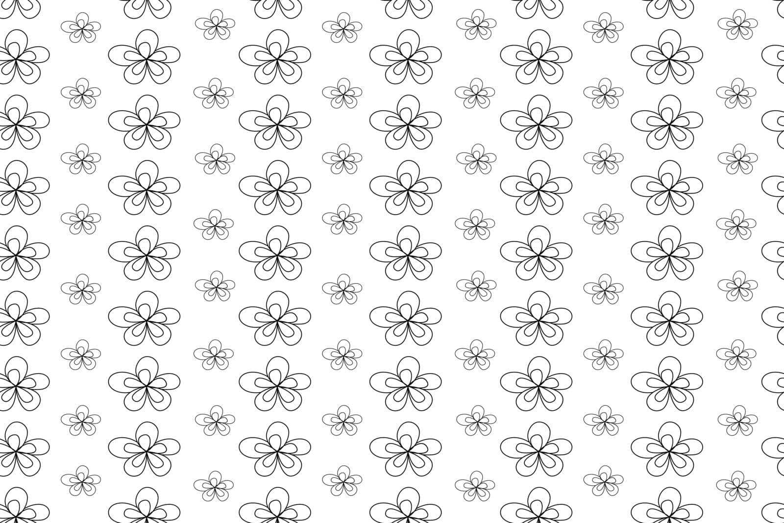Pattern with outline flowers on white background. Hand-drawn seamless floral doodles. For art texture, wallpapers, wrapping paper or invitation. Vector illustration