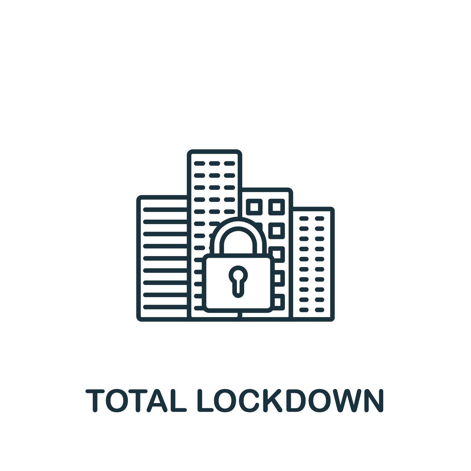 Total Lockdown icon. Simple line element quarantine symbol for templates, web design and infographics..
