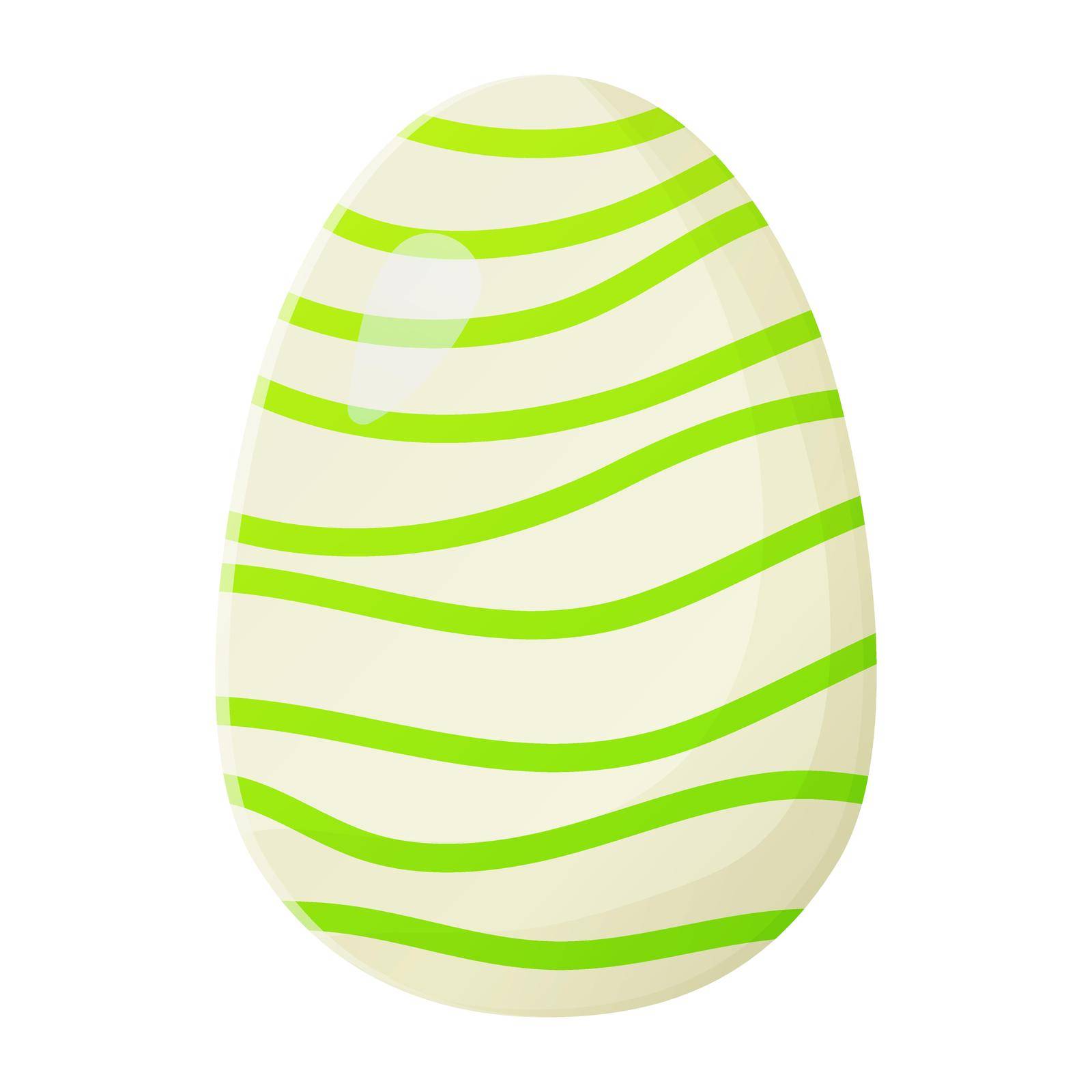 Cute realistic Easter egg painted with green wavy stripes. Can be used as easter hunt element for web banners, posters and web pages. Stock vector illustration in cartoon style by Daaridna