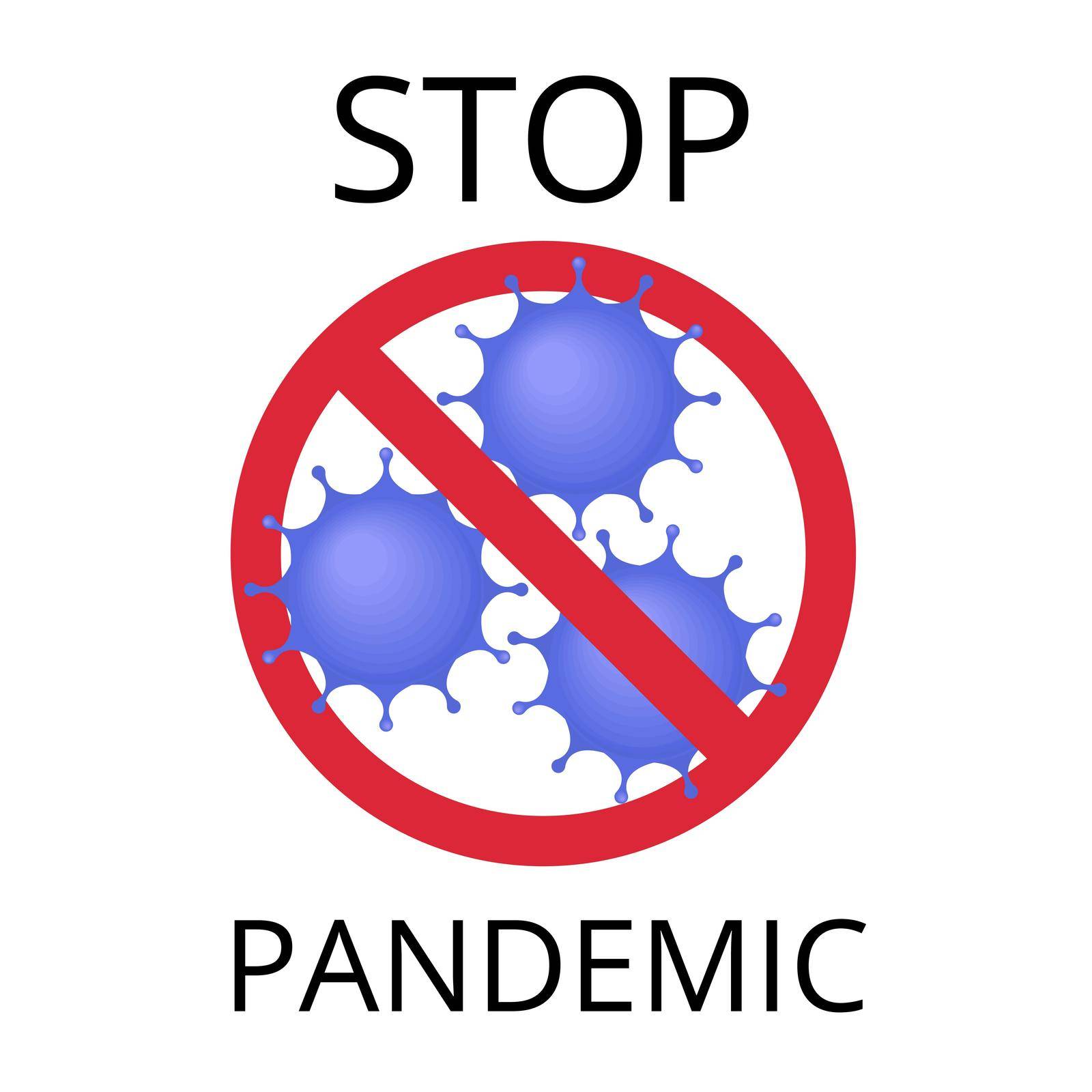 Stop pandemic warning. nCov 2019 concept.Coronavirus, pandemic concept. Can be used as flyer, banner or print. Flat cartoon illustration isolated on white background in cartoon style