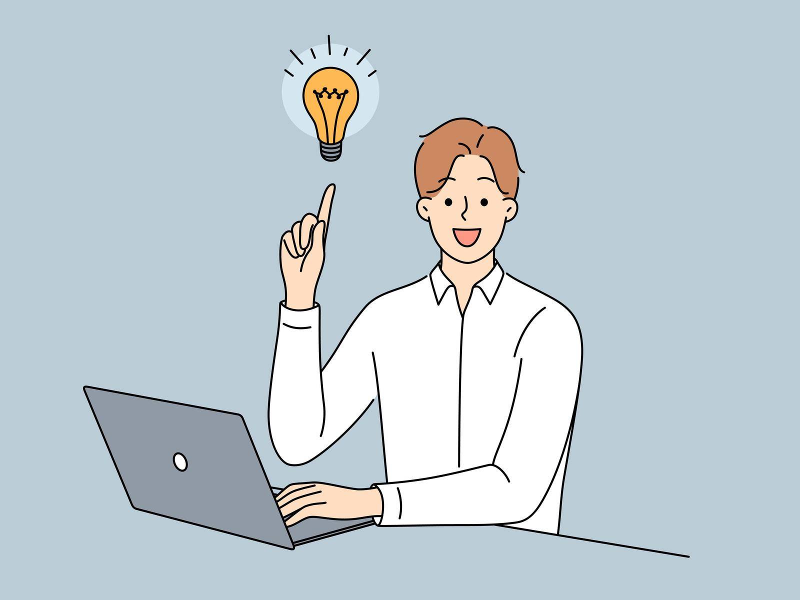 Businessman with lightbulb generate business idea by Vasilyeu