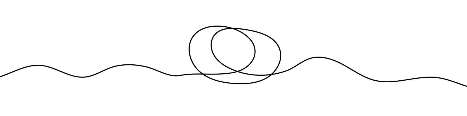 Continuous line drawing of round frame. One line icon of frame. One line drawing background. Vector illustration. Abstract background