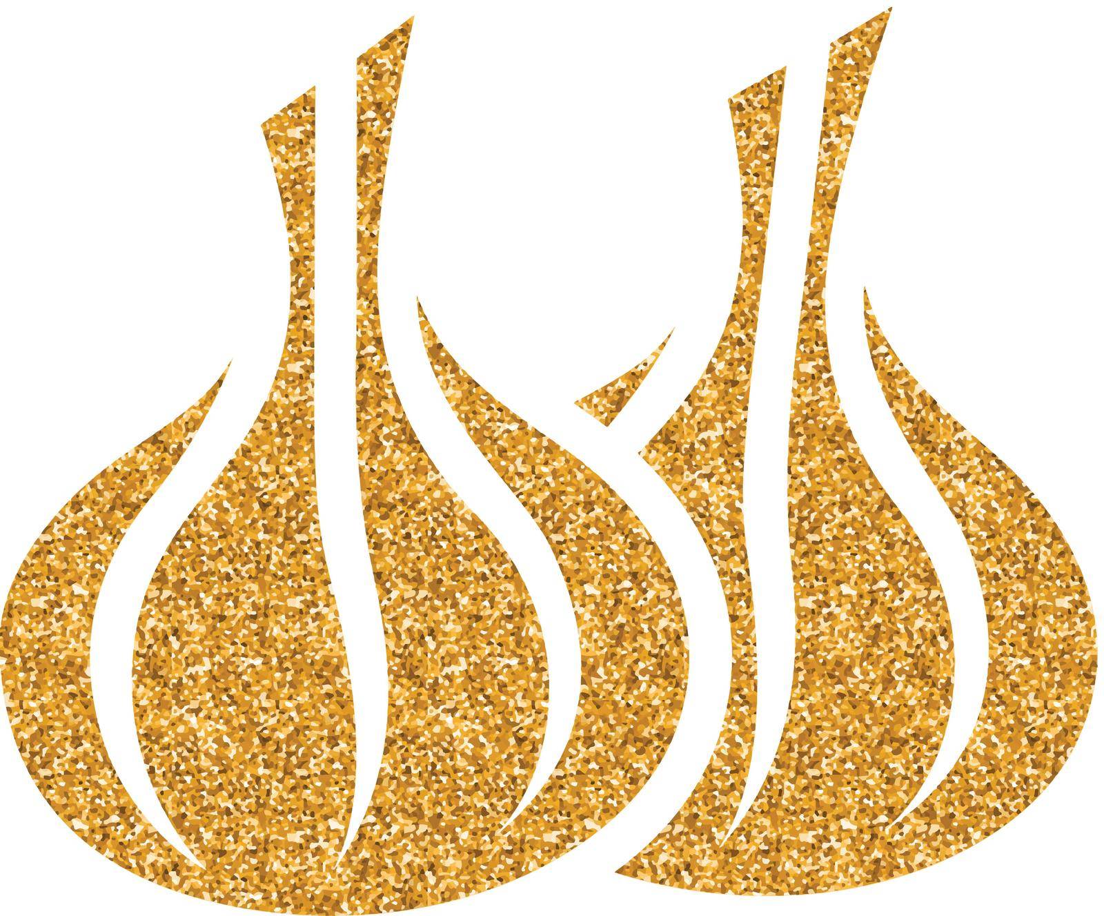 Garlic icon in gold glitter texture. Sparkle luxury style vector illustration.
