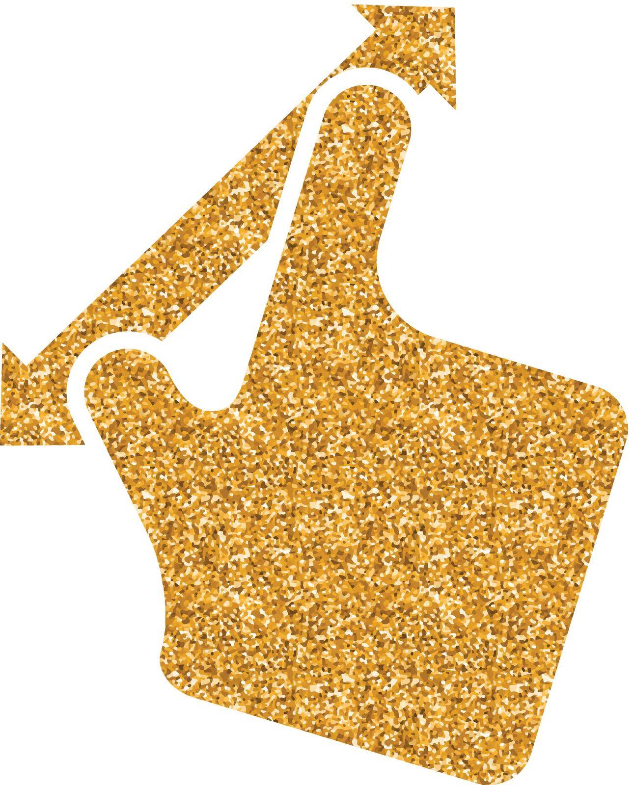 Finger gesture icon in gold glitter texture. Sparkle luxury style vector illustration.