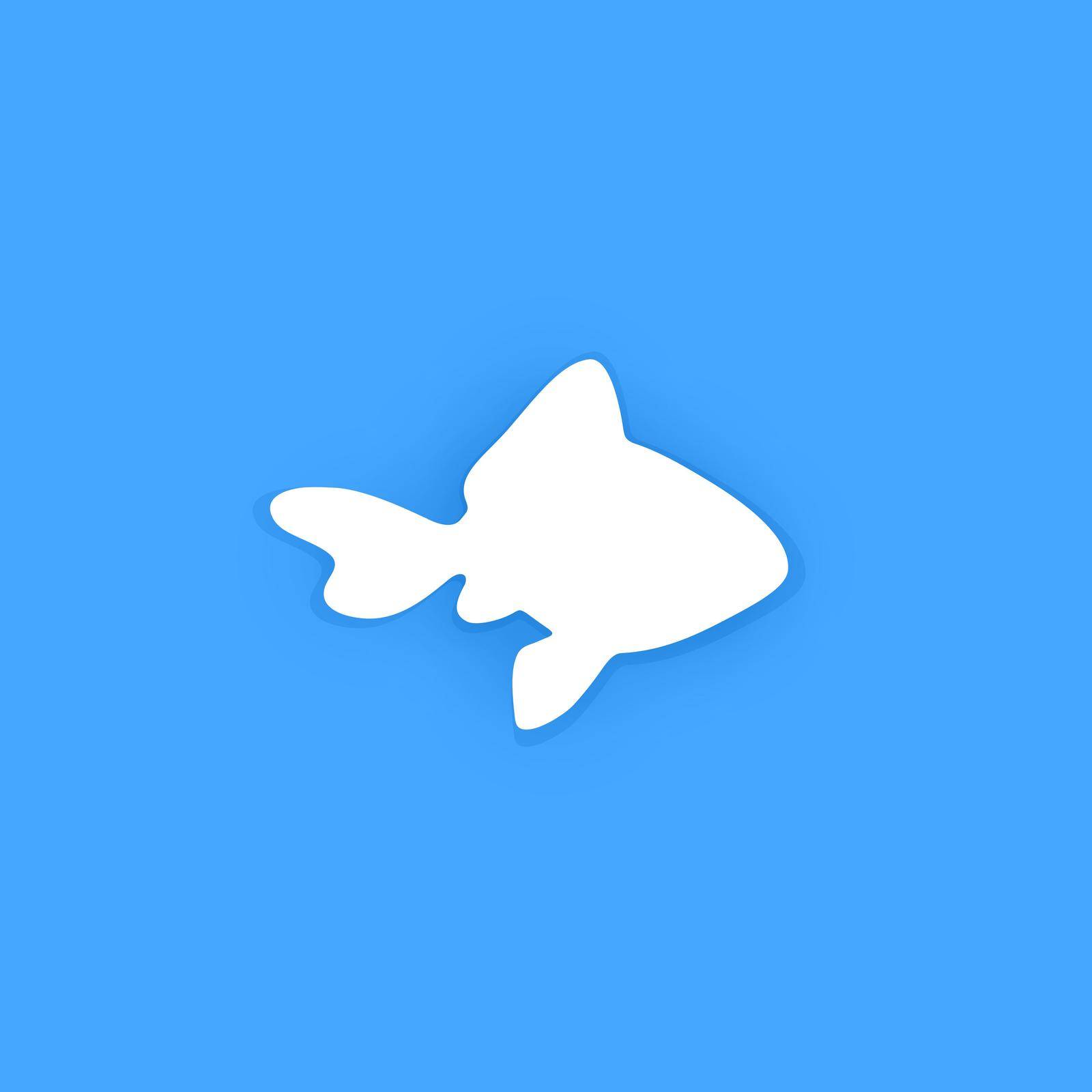 Silhouette of Goldfish isolated on blue background, Vector Illustration
