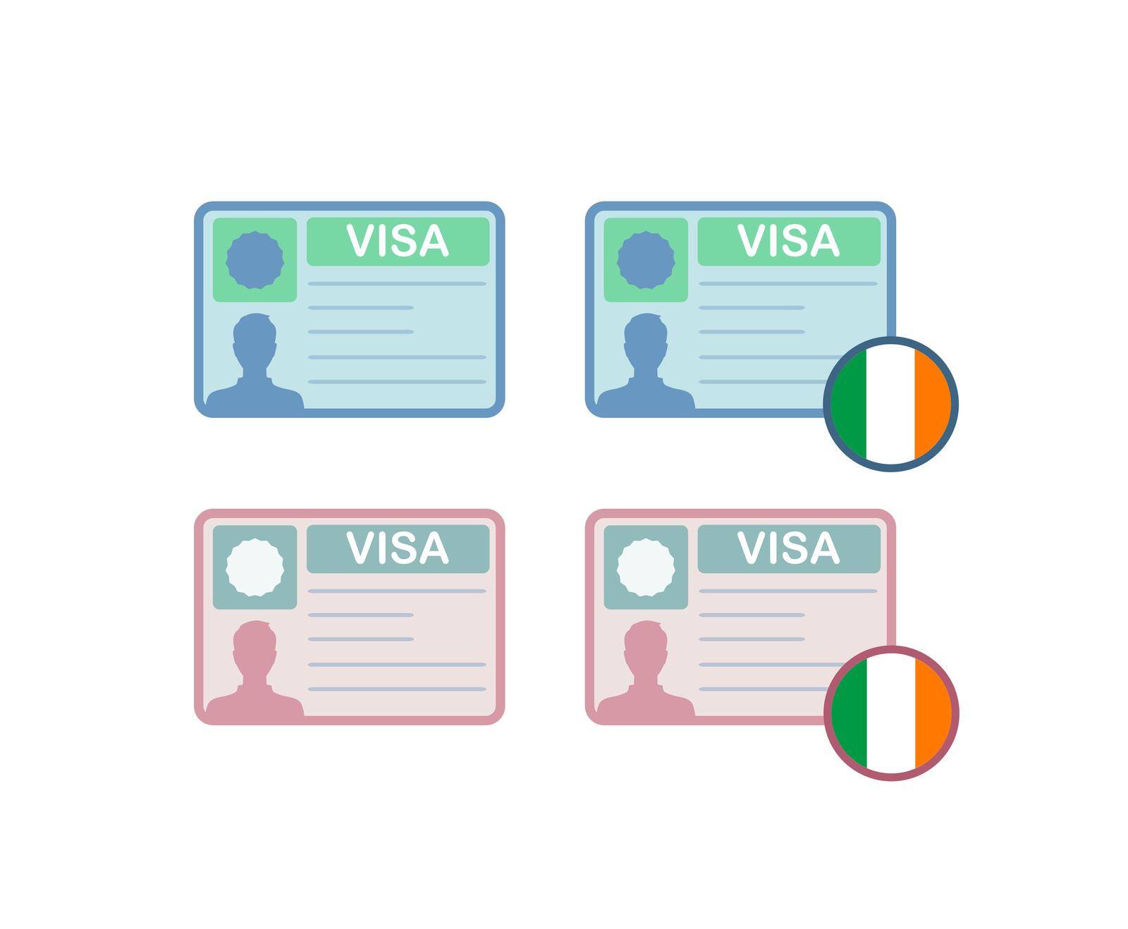 Icons of Visa to Ireland, Vector Illustrations for Website