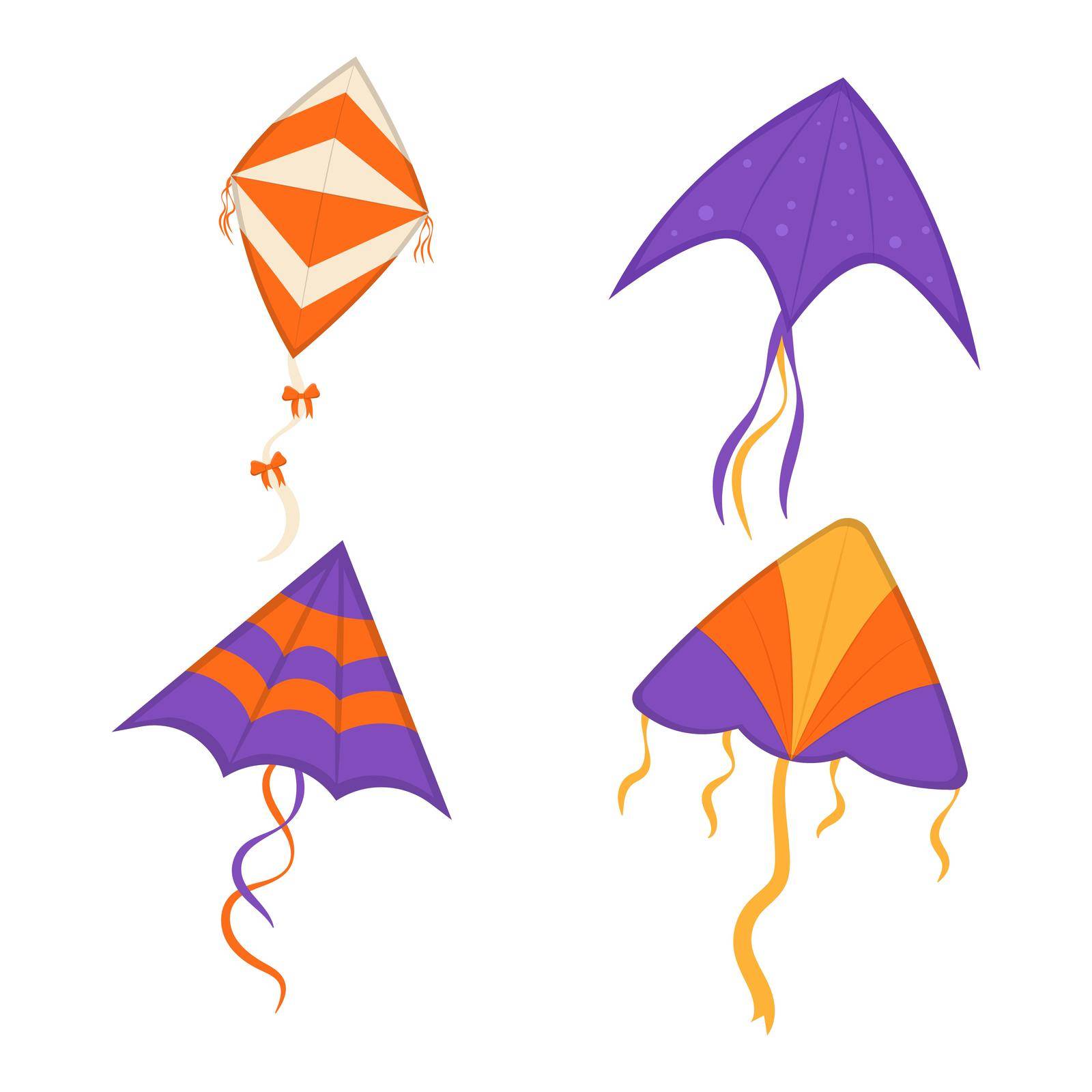 Set of flying wind kites. Makar Sankranti festival. Wind kite game by anna_orlova