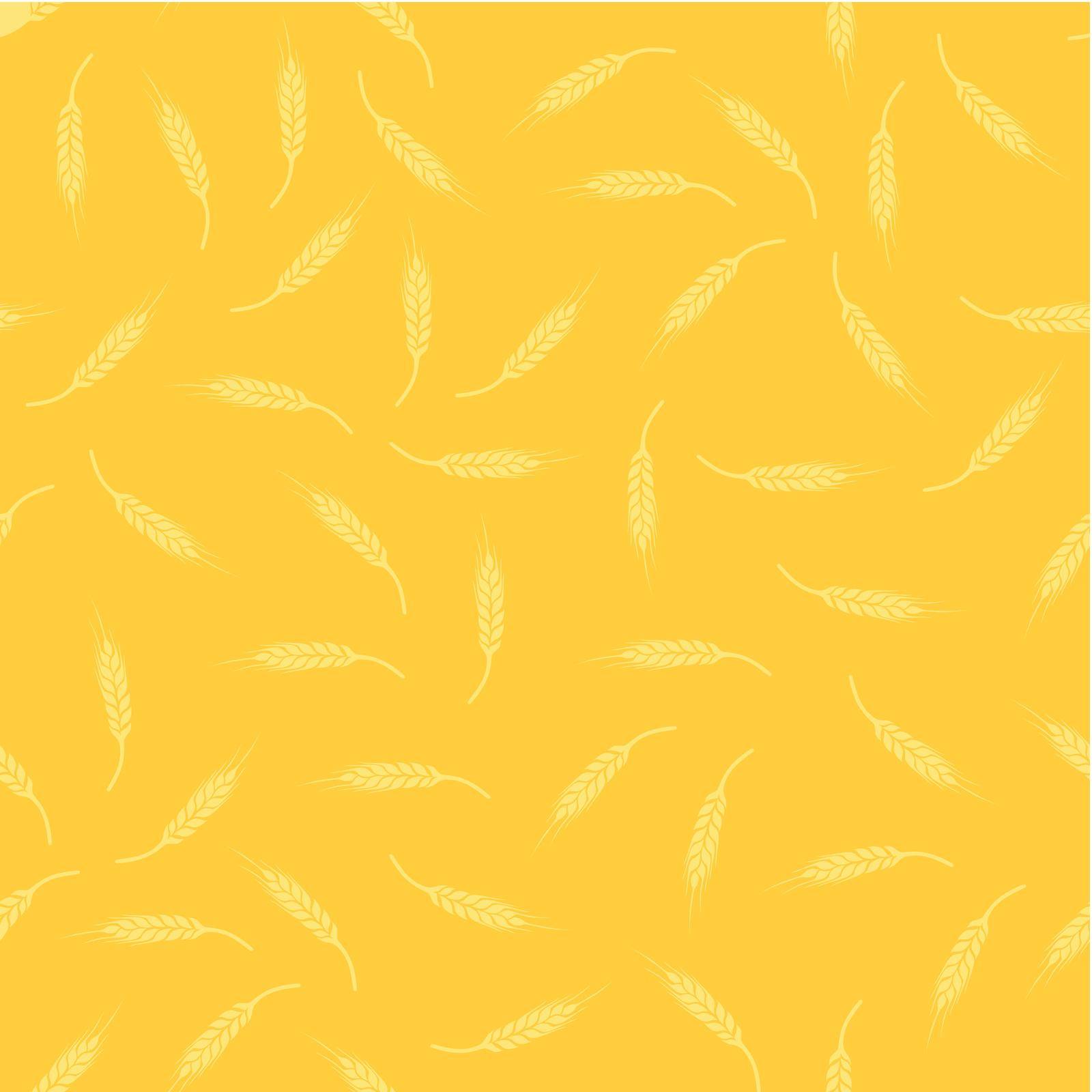 Texture with Ears of Wheat in gold orange color, Vector Looped Pattern for agriculture company