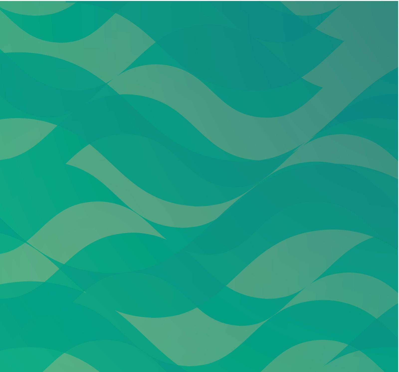 Turquoise Abstract Background with Shapes of Waves. Vector Backdrop with Motion of Water
