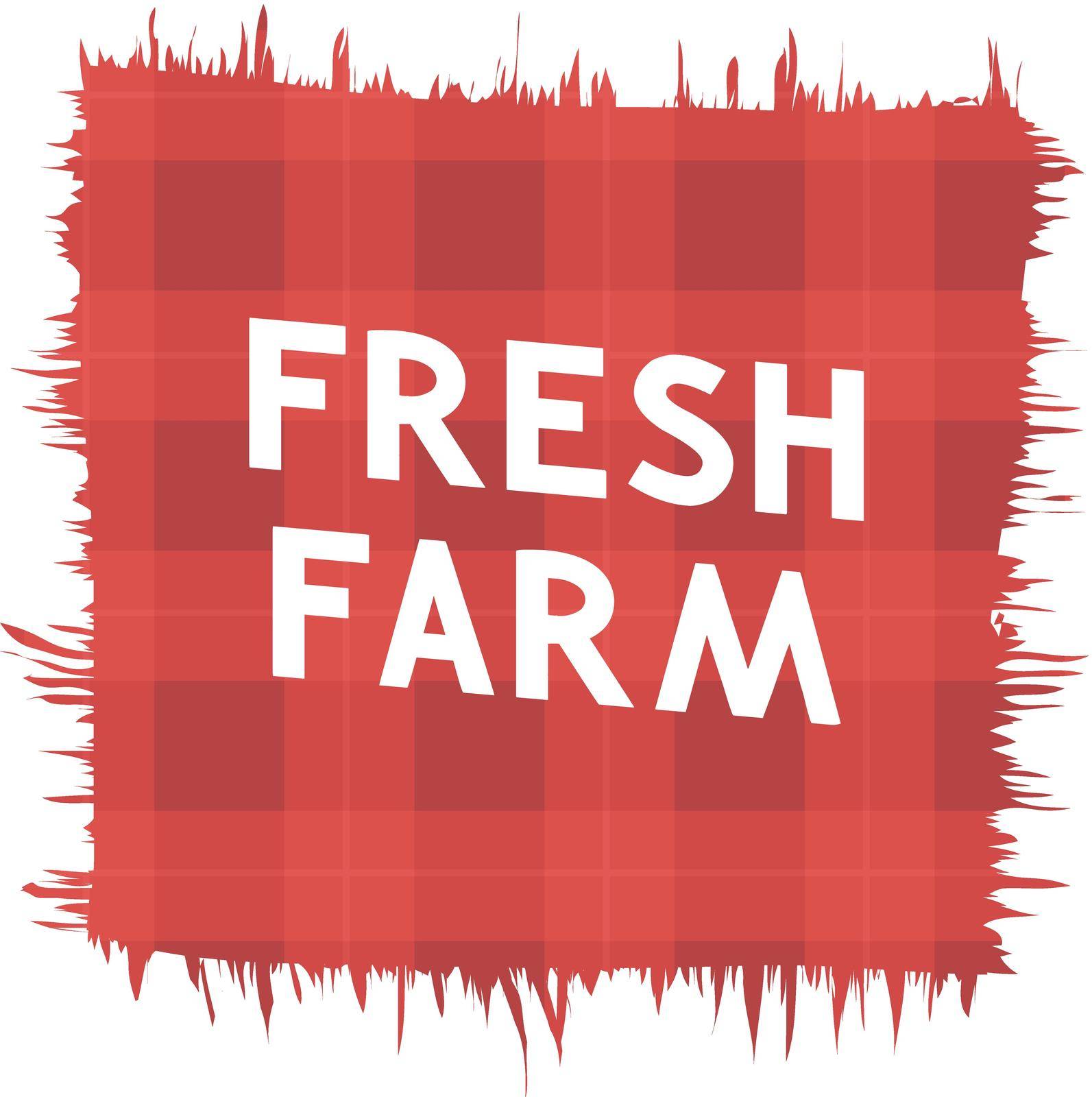 Fresh Farm, Emblem in Red Color with a Cage and Caption.