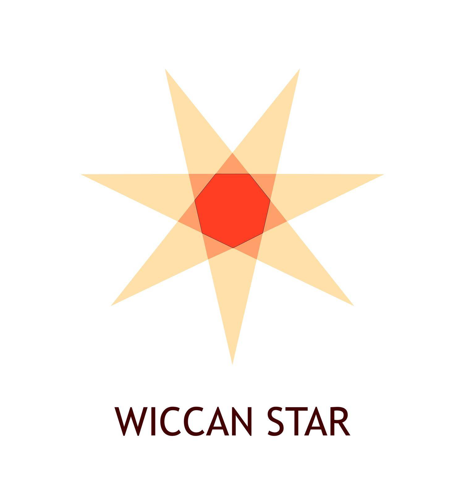 Wiccan star, pagan symbol - Vector emblem in fire warm colors isolated on white.