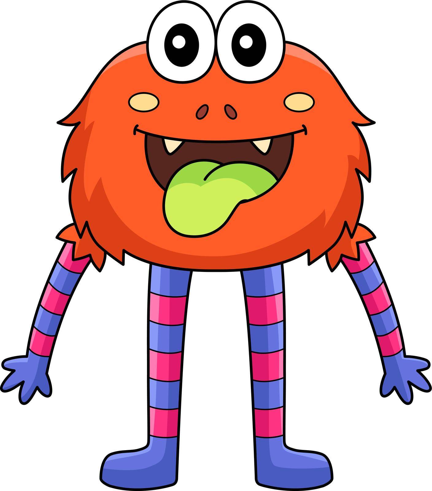This cartoon clipart shows a Monster with Long Arm And Long Leg illustration.