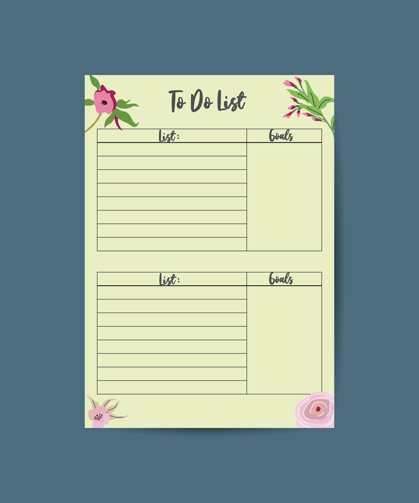 Planner and to-do list with simple illustrations. Templates for agenda, planner, checklist. green background by ANITA