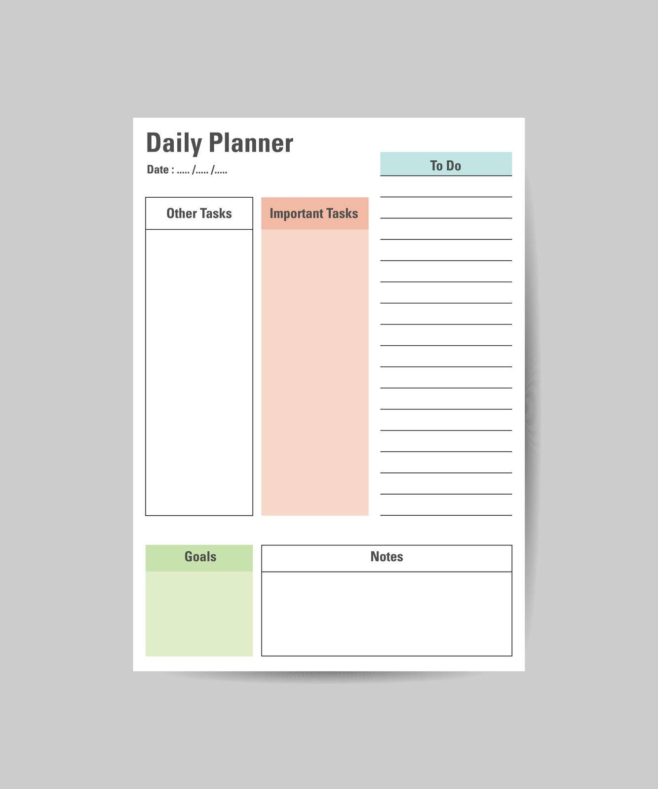 Daily planner vector template. Concept for diary or notebook design. Set of seasonal organizers. To do list. by ANITA