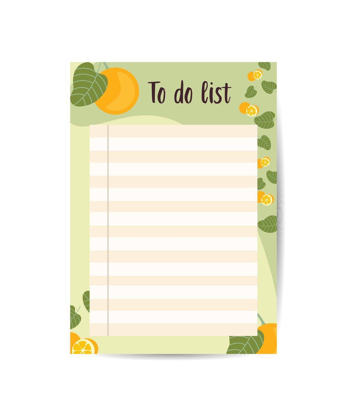 to do list with line for notes with citrus fruit vector illustration by ANITA