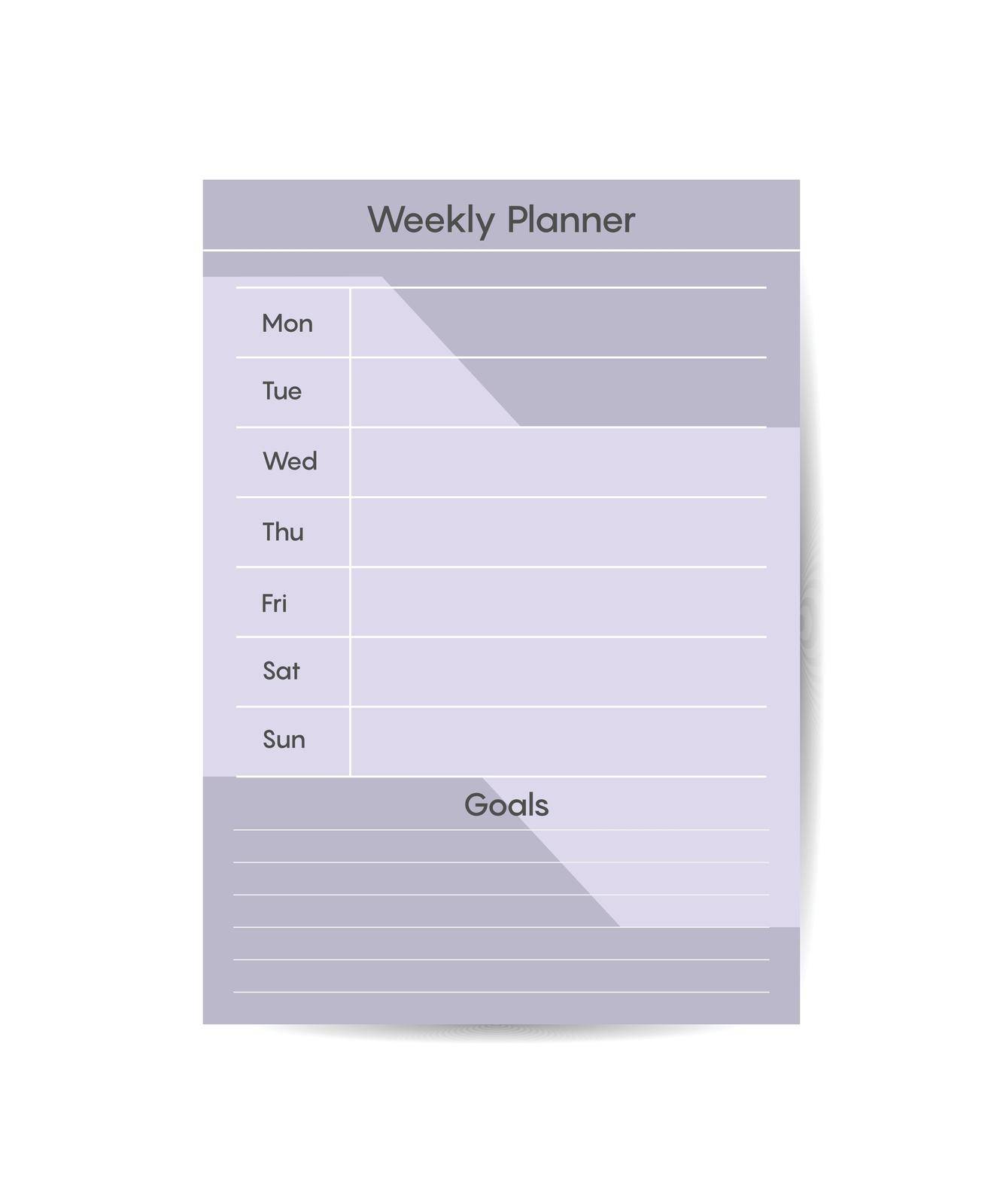 Weekly planner Template Ready for Print with Space for To-Do List, Schedule, Activities, Appointments by ANITA