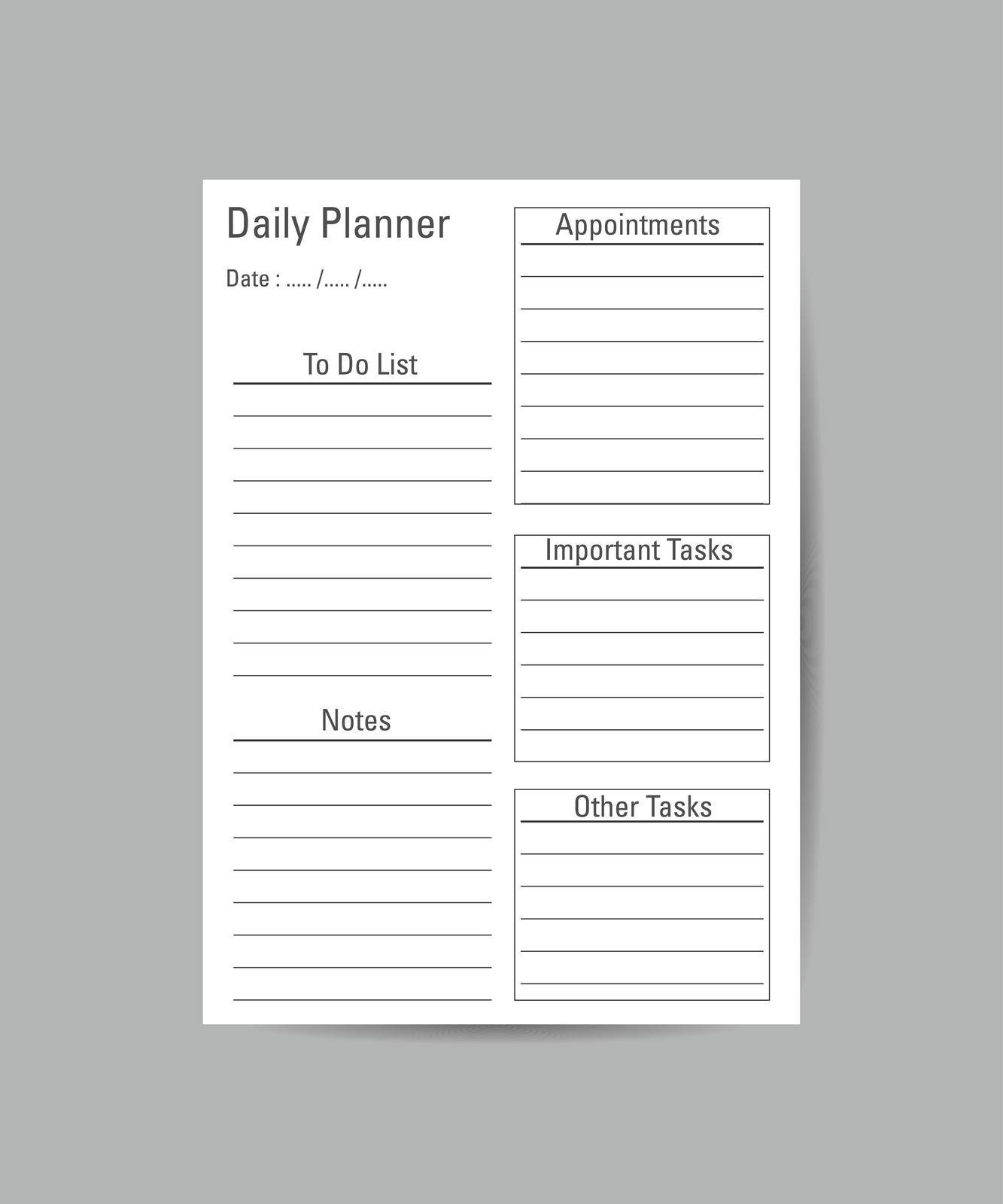 Daily plan on white background, Vector illustration design. Simple plan design by ANITA